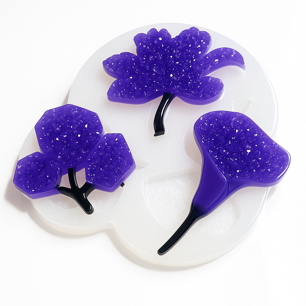 DIY Crystal Druzy Jewelry Set: Silicone Mold Flower Shape - Set of 3