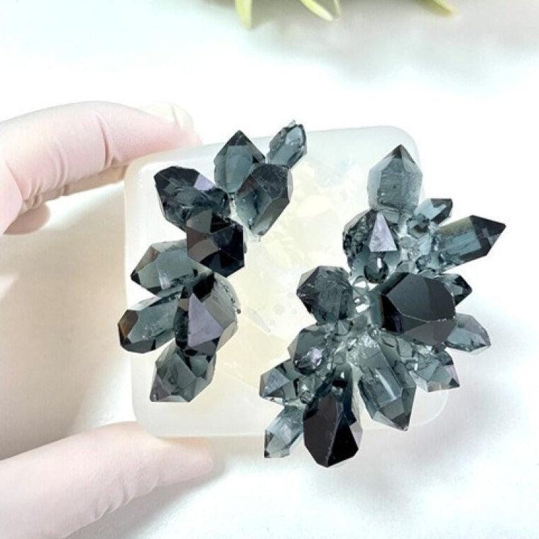 Stunning 2-Piece Crystal Cluster Mold with Little Crystals - Resin Crafting Supplies Silicone Mold Ideas Decor Shop
