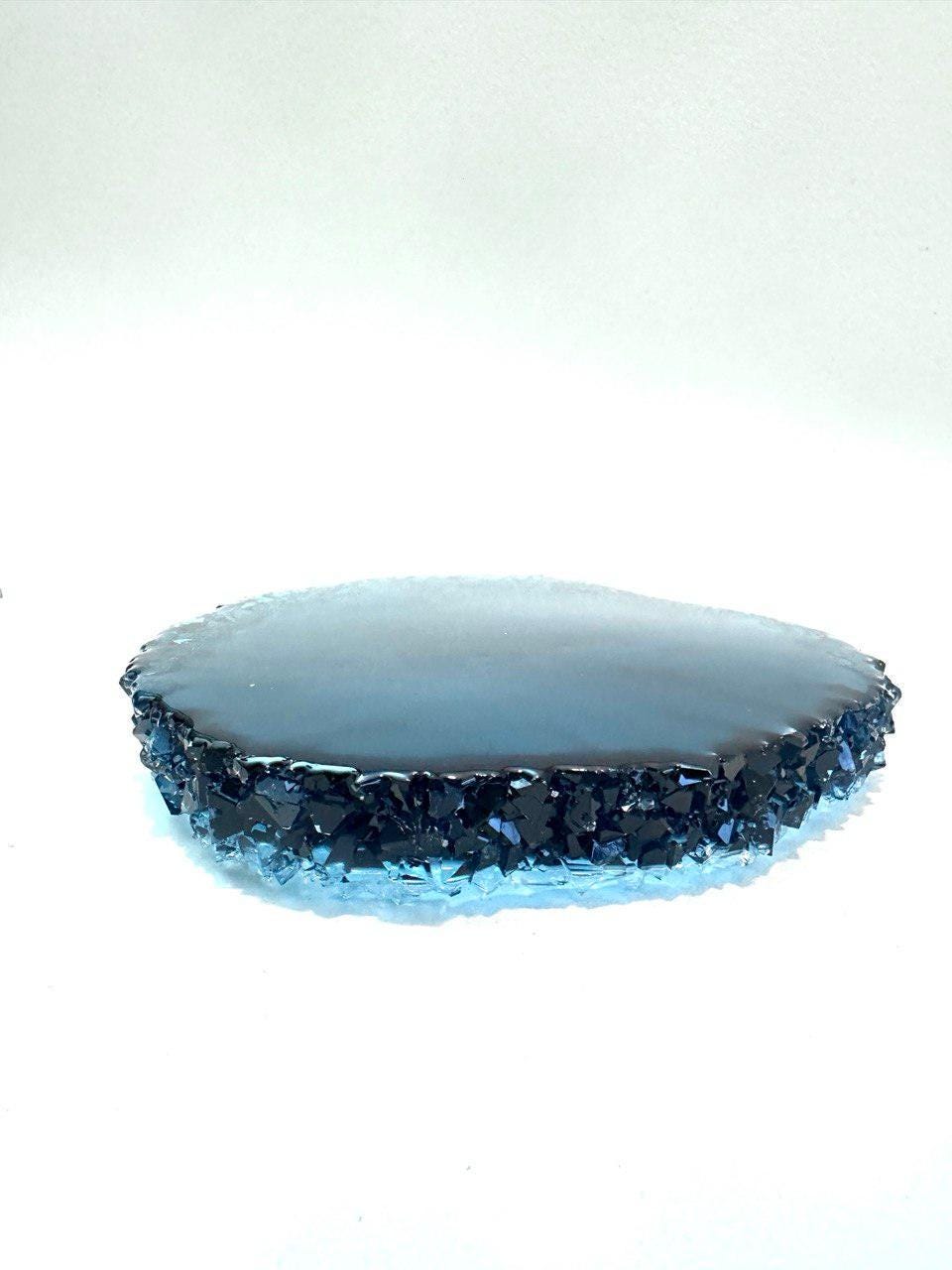 Round Tray with Crystal Edges Silicone Mold for Resin - Crafting Resin Molds Ideas Decor Shop