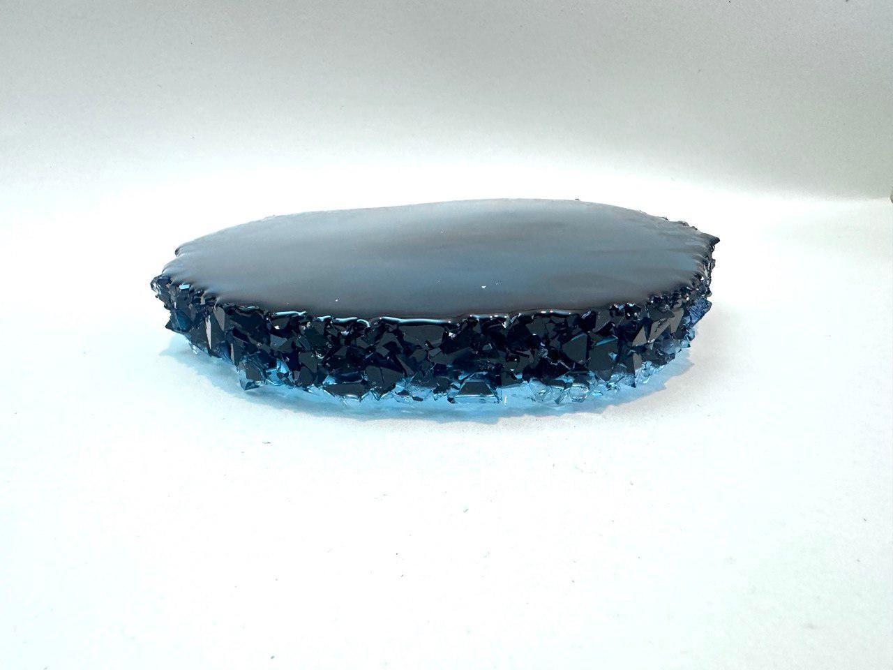 Round Tray with Crystal Edges Silicone Mold for Resin - Crafting Resin Molds Ideas Decor Shop