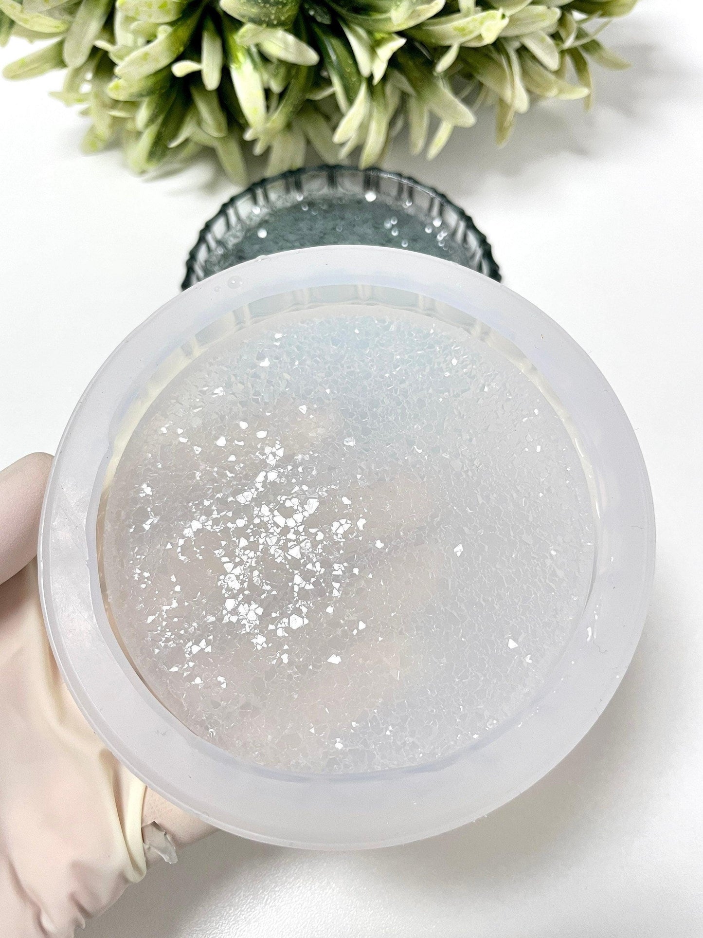 Round Shine Crystal Coaster Silicone Mold for Resin Art and Trays Silicone Mold Ideas Decor Shop