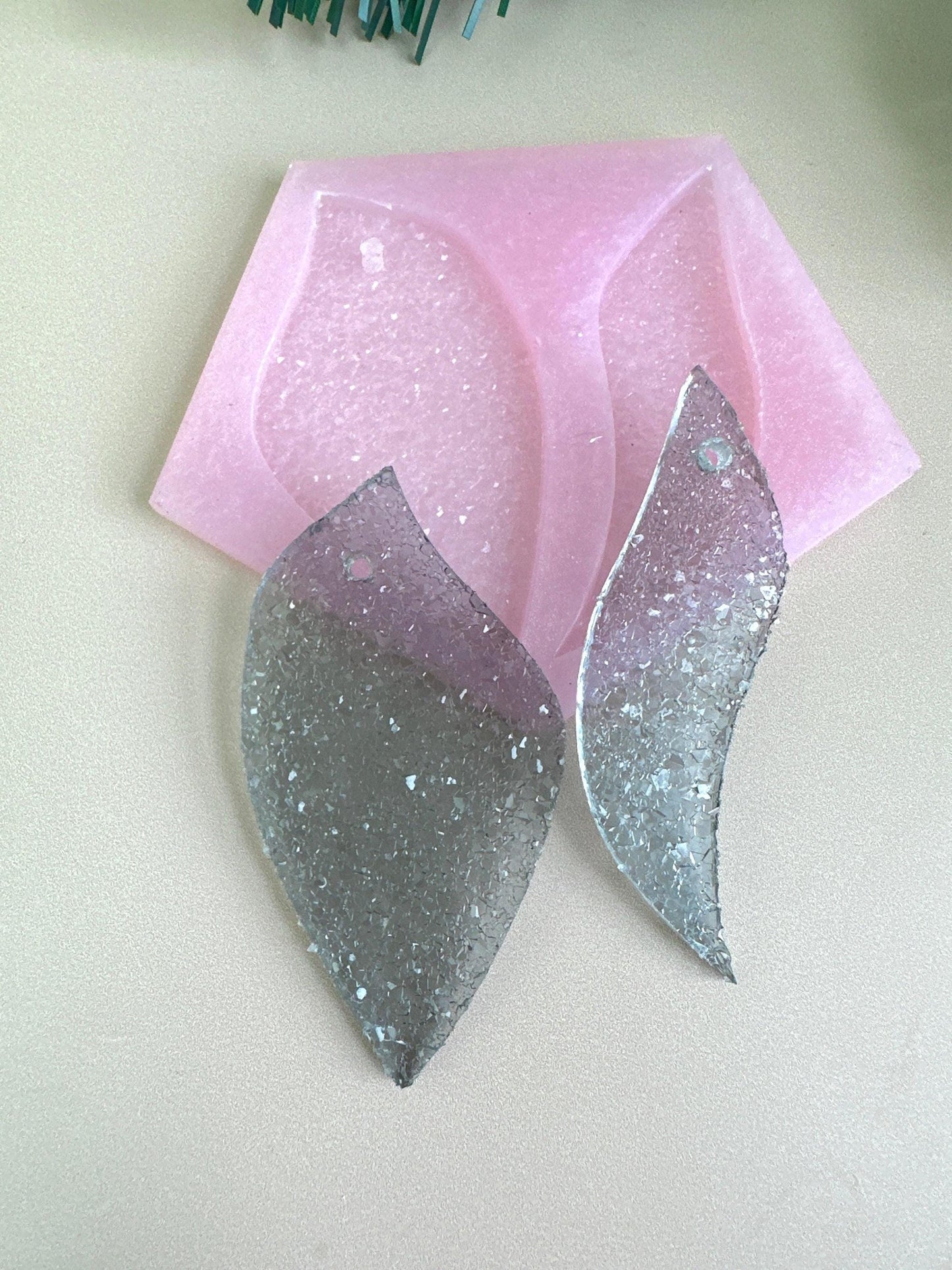 Sparkling Crystal 2 Leaf Silicone Mold for Jewelry or Festive Decor Resin Molds Ideas Decor Shop