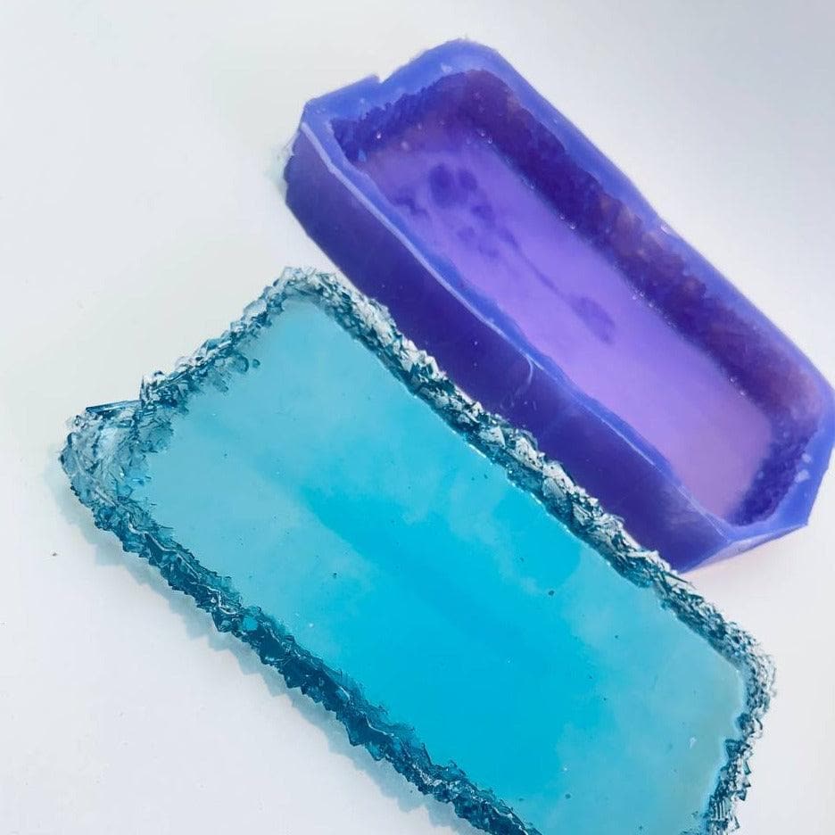 Large Rectangular Silicone Tray Mold Featuring Exquisite Crystal Edges Resin Molds Ideas Decor Shop