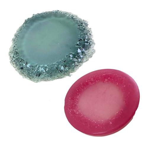 Crystal Edged Coasters - Jewelry Trays Mold - Round Silicone for Stunning Shine Silicone Mold Ideas Decor Shop