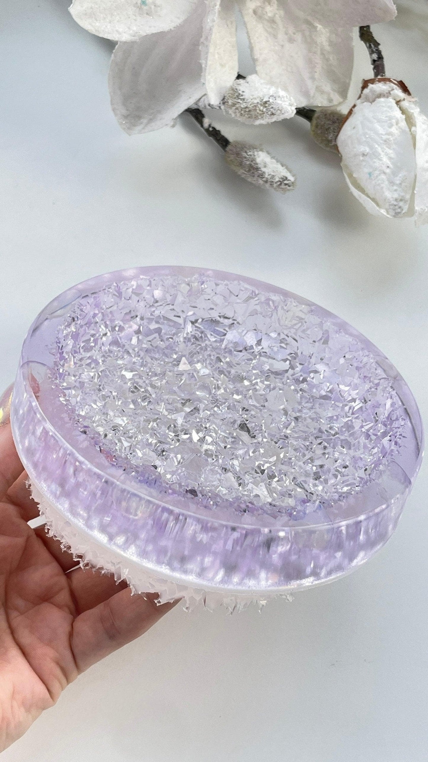 Crystal Edge Round Little Insert Druzy Silicone Mold – Wedding Tray, Candle Holder Resin Molds Ideas Decor Shop