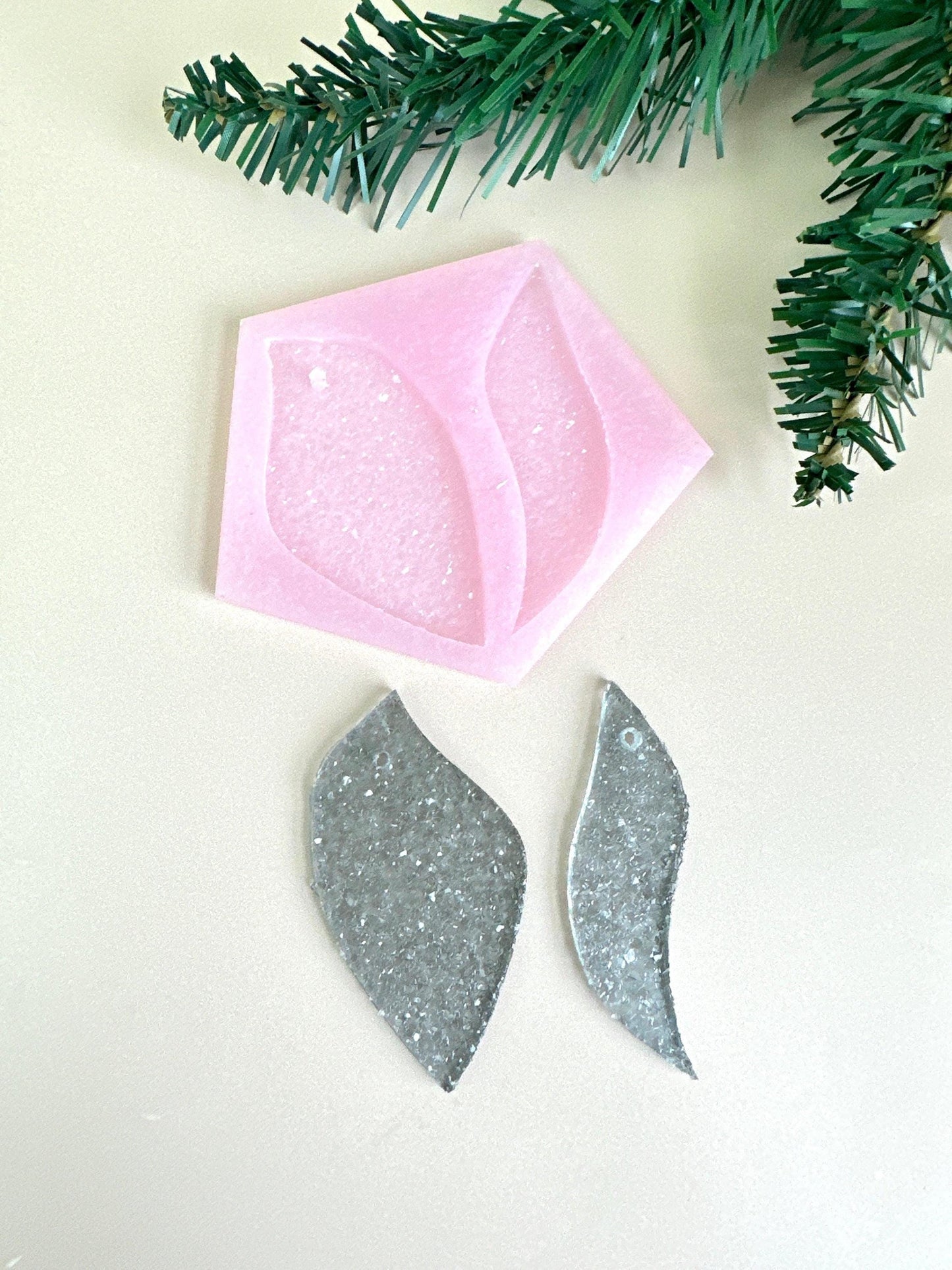 Sparkling Crystal 2 Leaf Silicone Mold for Jewelry or Festive Decor Resin Molds Ideas Decor Shop