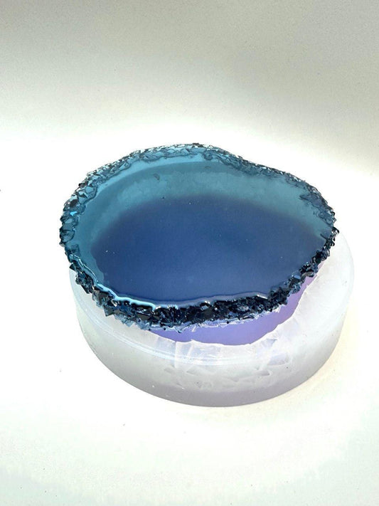 Round Tray with Crystal Edges Silicone Mold for Resin - Crafting Resin Molds Ideas Decor Shop Default Title