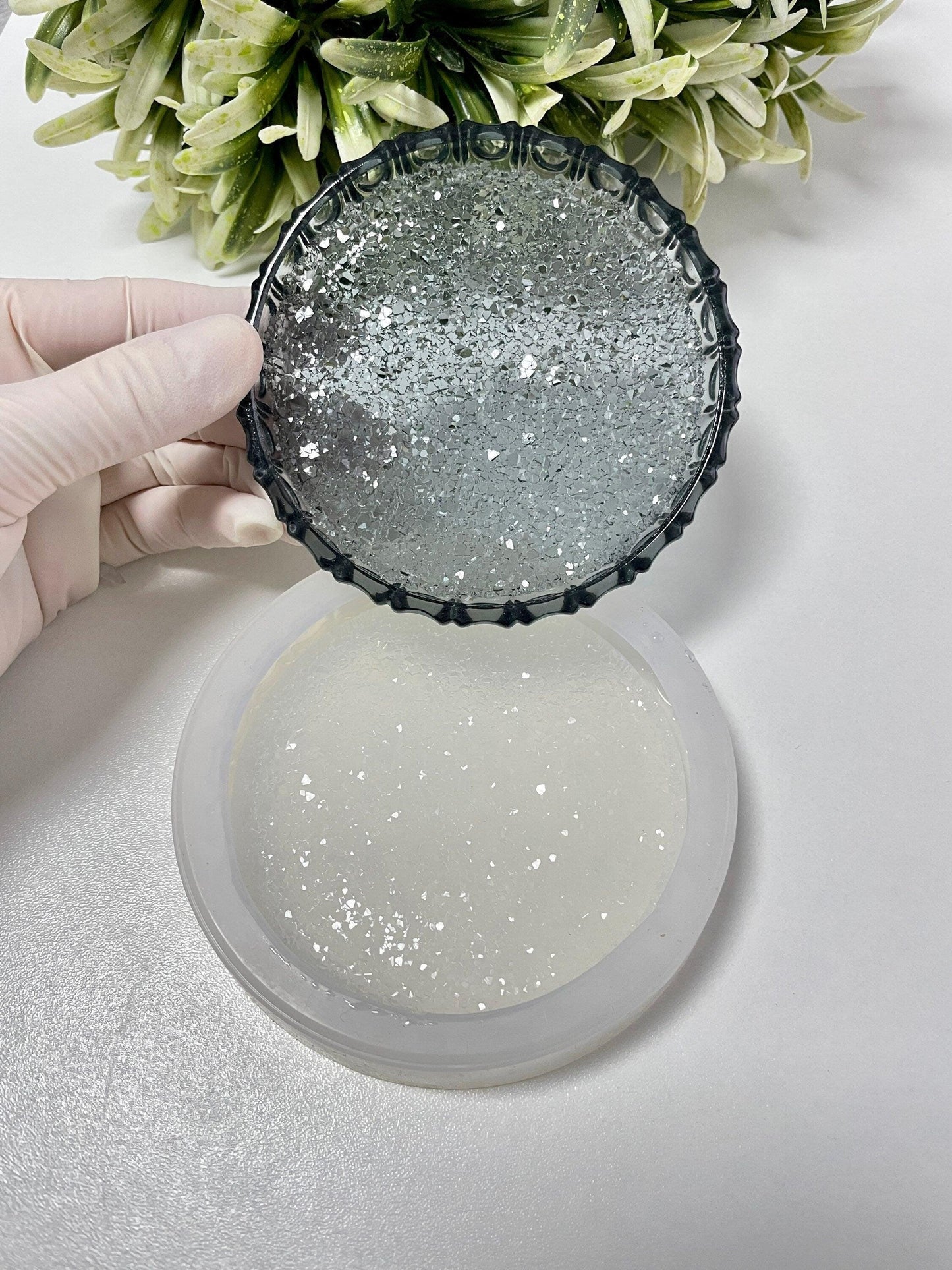 Round Shine Crystal Coaster Silicone Mold for Resin Art and Trays Silicone Mold Ideas Decor Shop