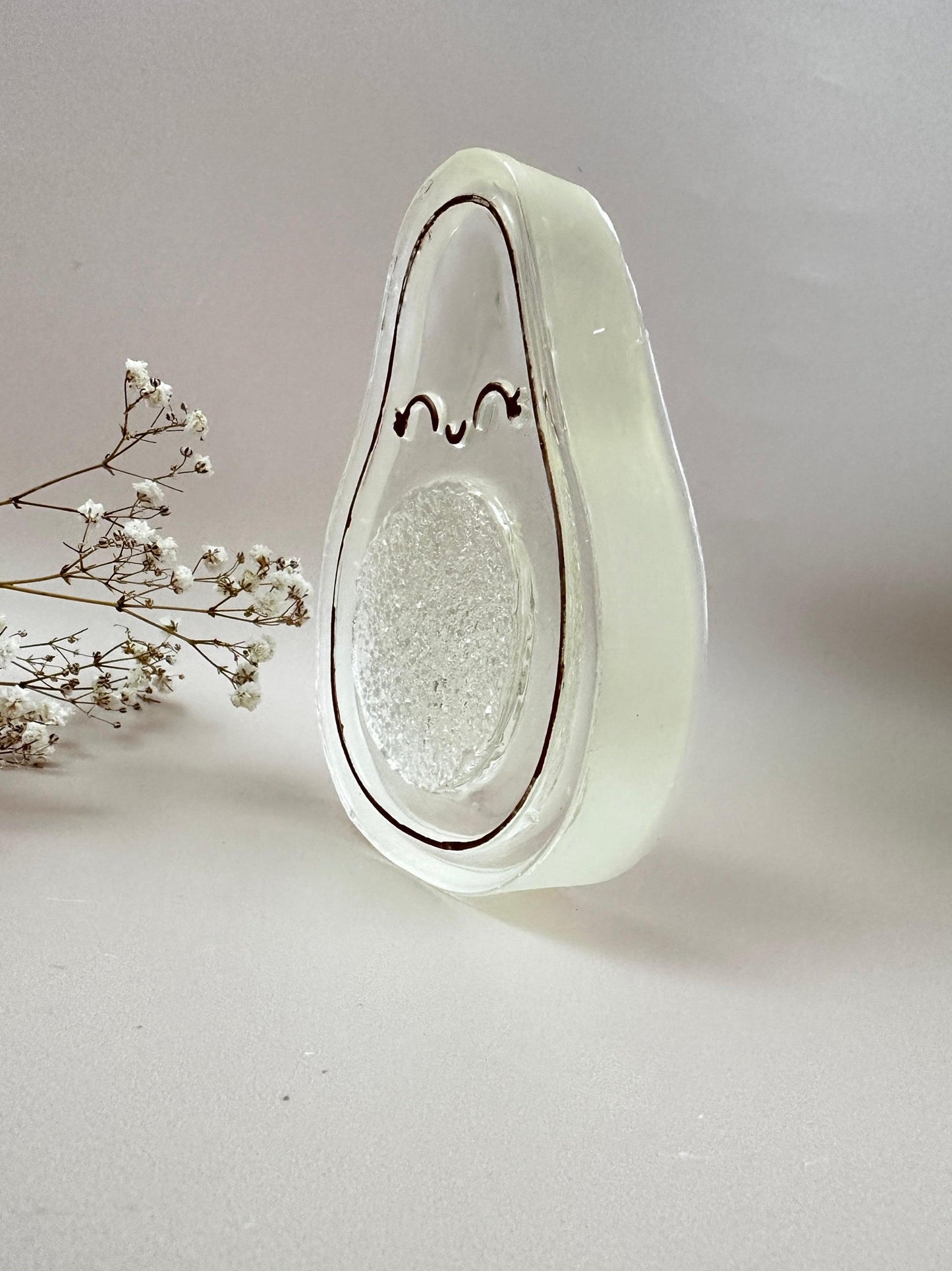 Giant Avocado Silicone Mold with Sparkling Crystals - Perfect for Candle Making Silicone Mold Ideas Decor Shop