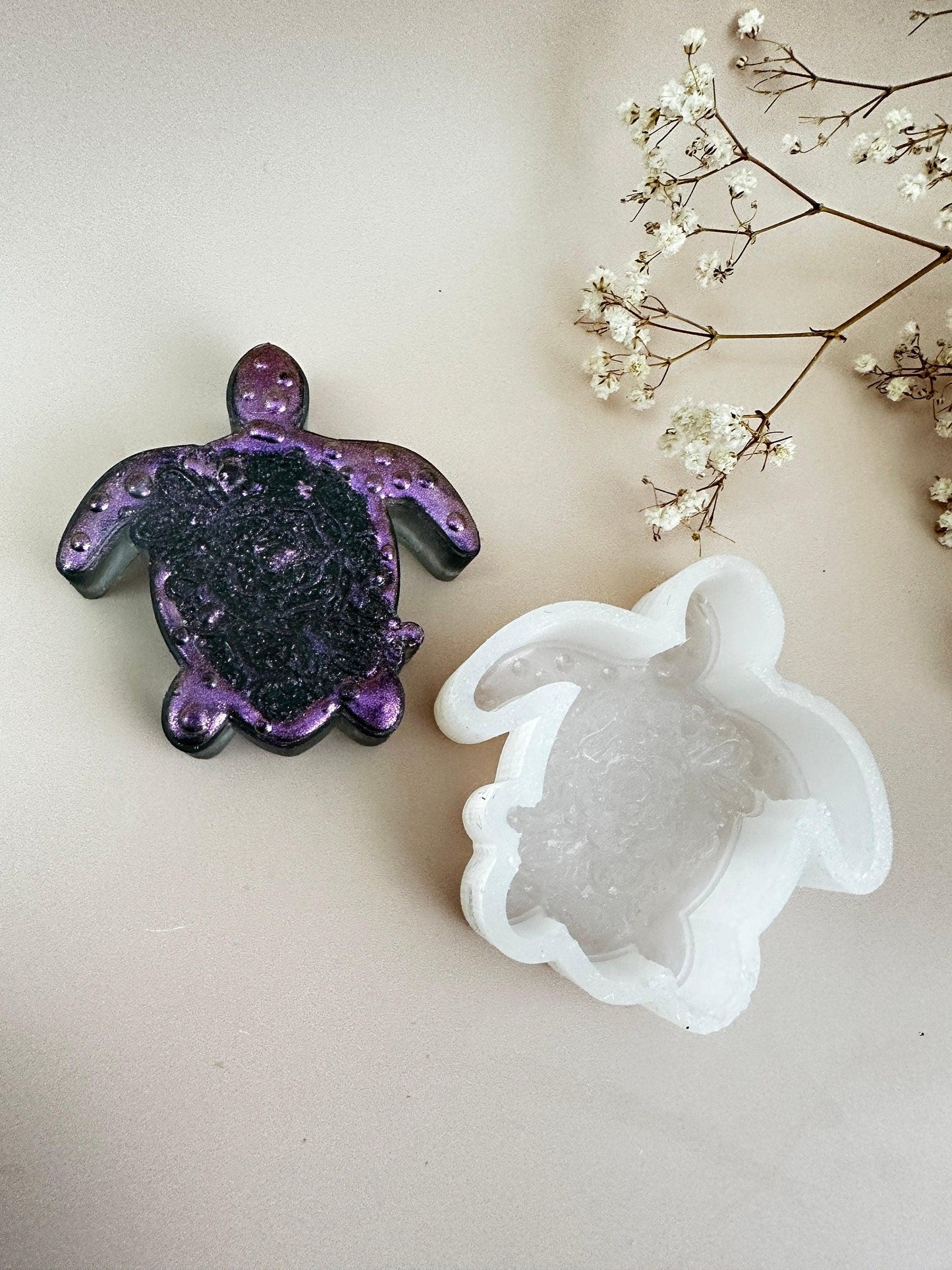 Turtle Rose Silicone Mold with Crystals for Resin Art Creation Resin Molds Ideas Decor Shop