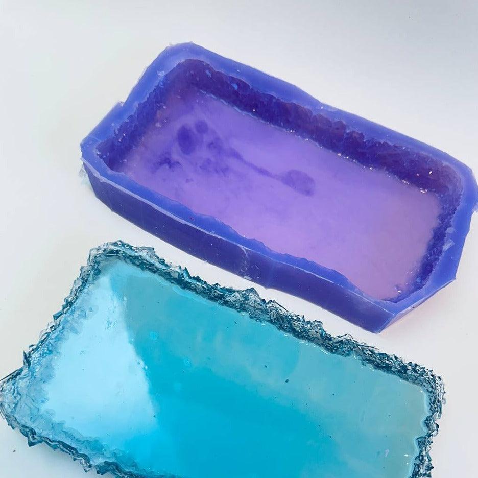 Large Rectangular Silicone Tray Mold Featuring Exquisite Crystal Edges Resin Molds Ideas Decor Shop