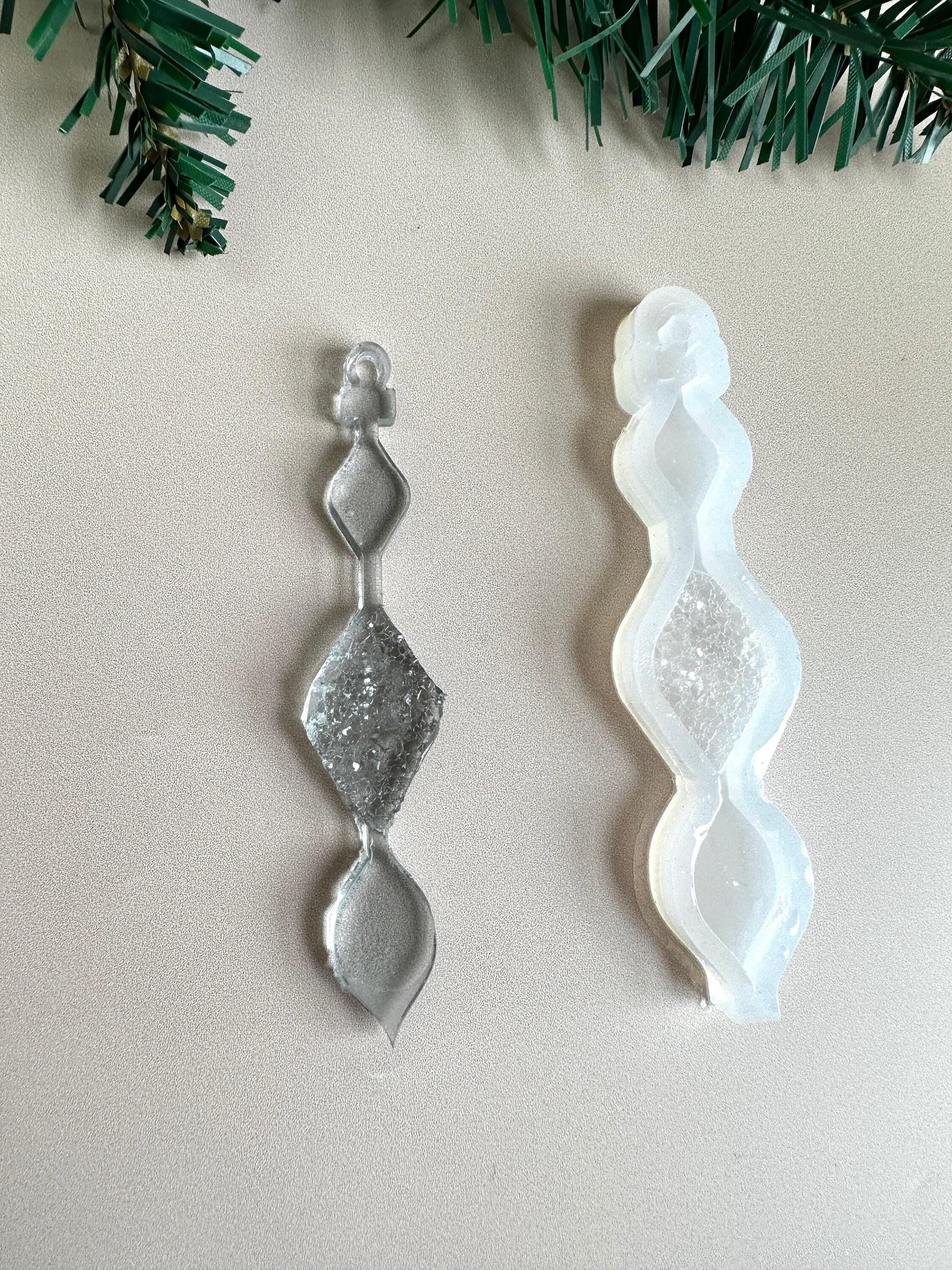 Icicle Shaped Resin Mold for DIY Christmas Ornaments - Crystal Embellishments - Holiday Gift Idea Silicone Mold Ideas Decor Shop