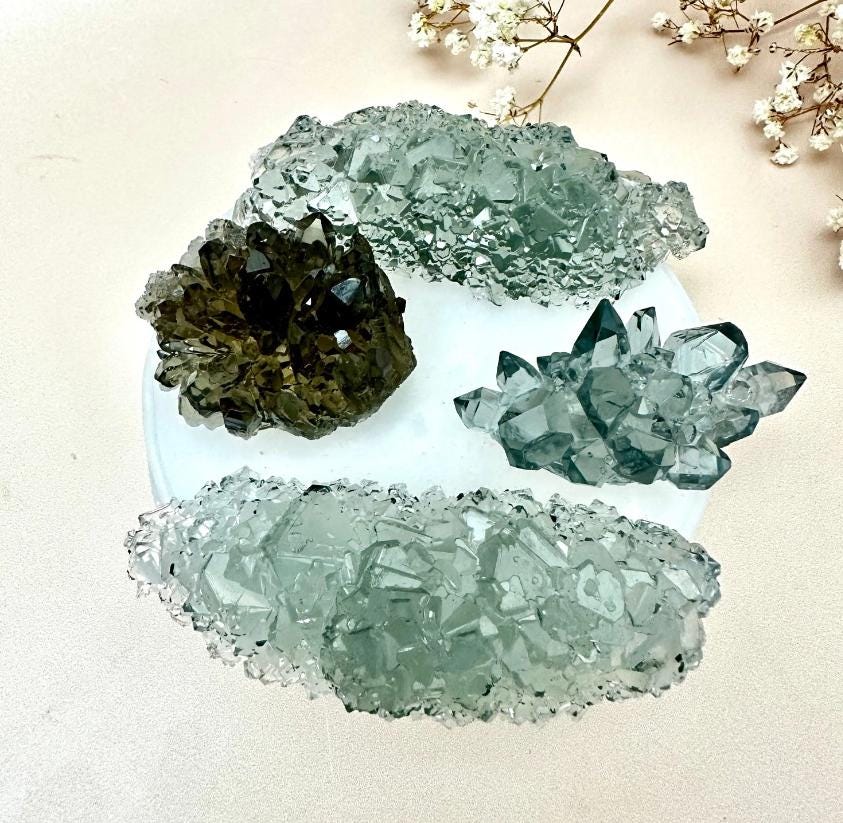 4 Piece Silicone Mold Set for Resin Art - Crystal Cluster Shapes Resin Molds Ideas Decor Shop