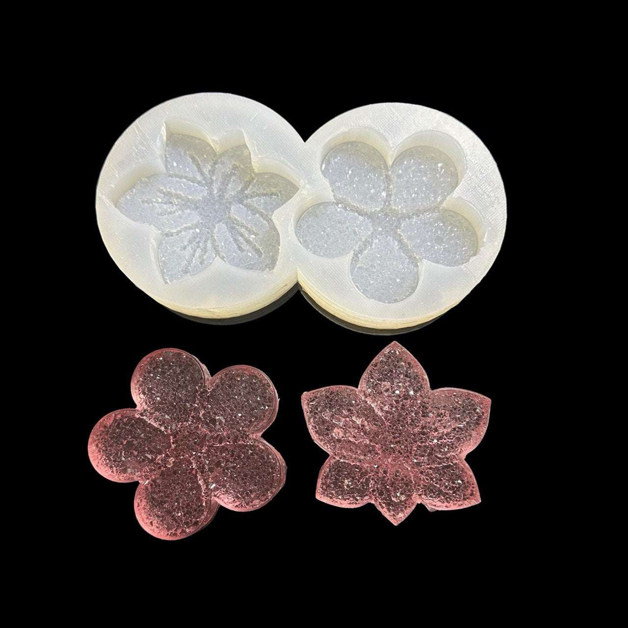 Druzy Orchid and Daisy Silicone Mold – 2 Resin Flowers