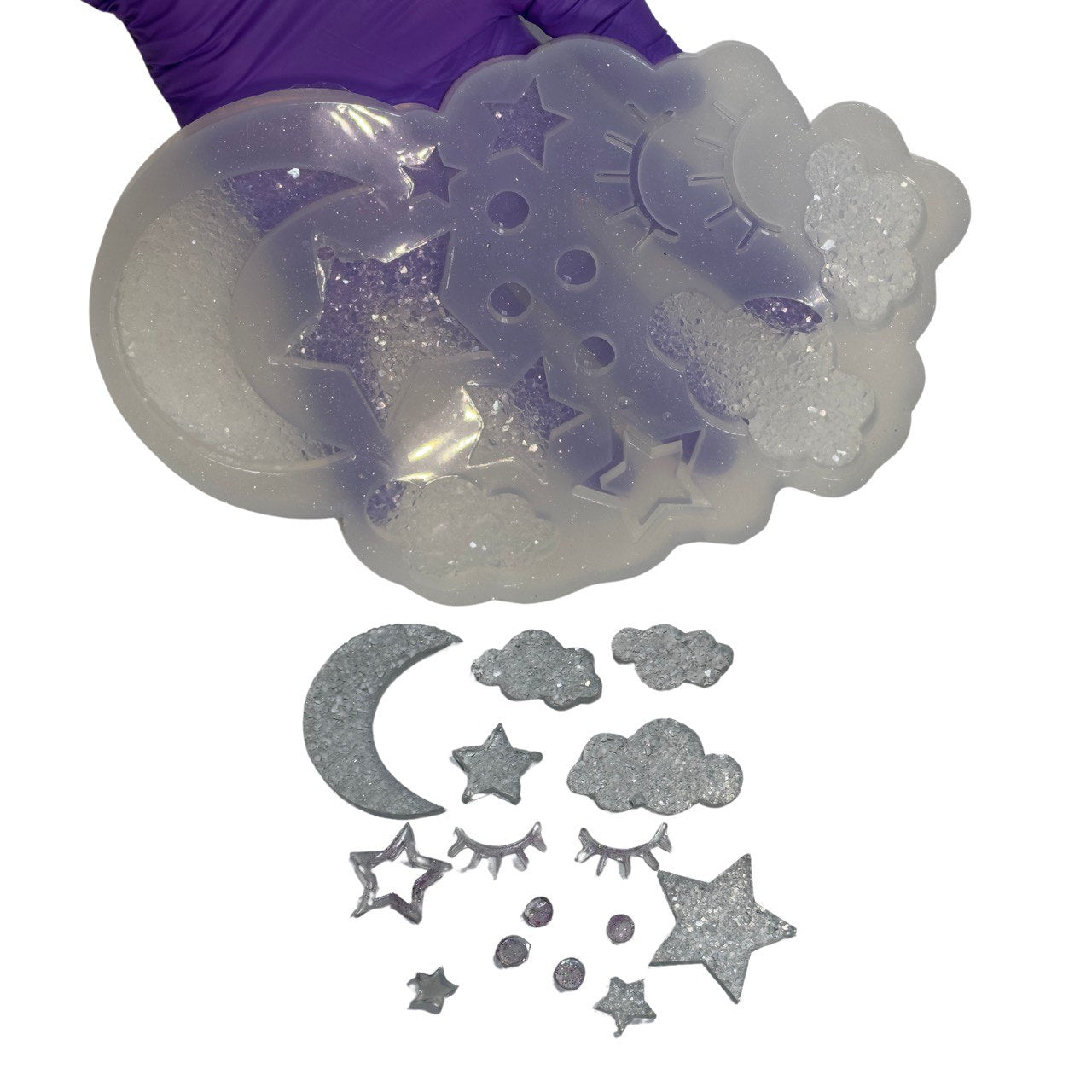 Druzy Magic Resin Mold - Stars, Moon, Eyes, Clouds - DIY Jewelry Making Kit Silicone Mold Ideas Decor Shop