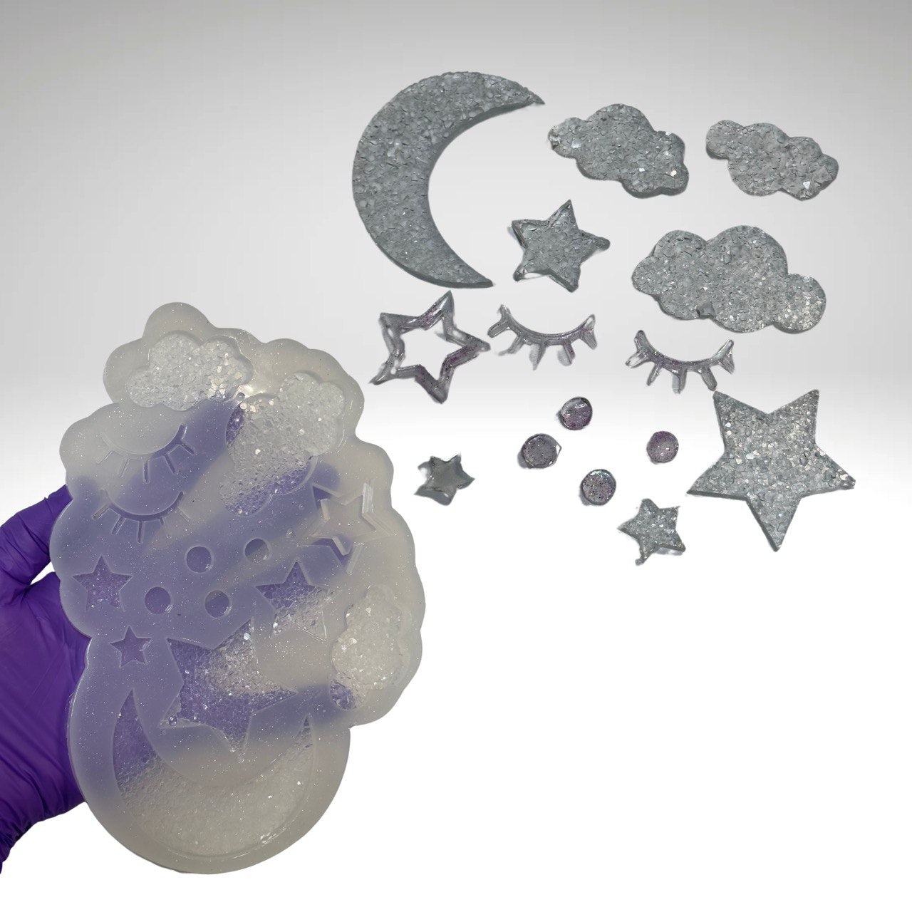 Druzy Magic Resin Mold - Stars, Moon, Eyes, Clouds - DIY Jewelry Making Kit Silicone Mold Ideas Decor Shop
