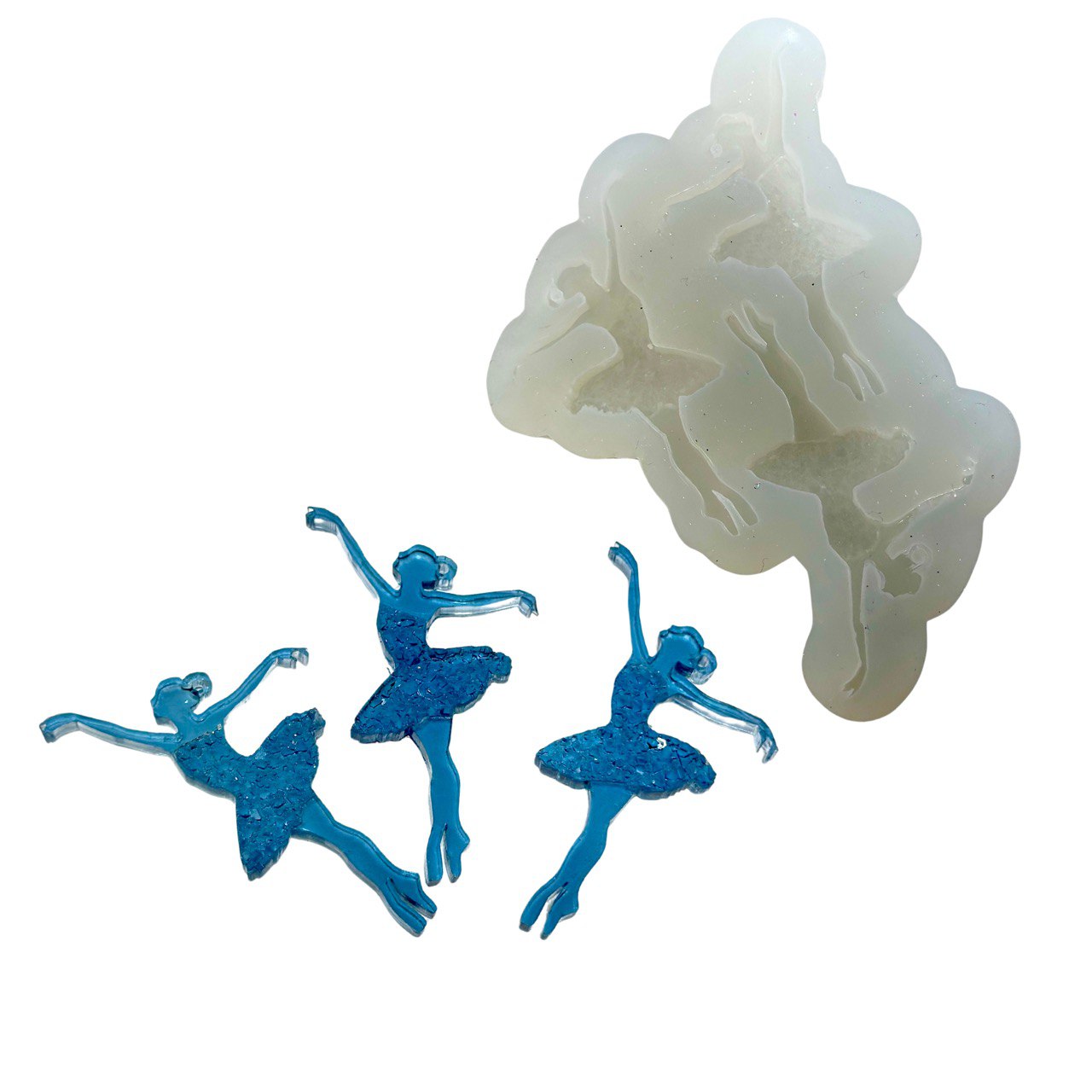 Set of 3 Druzy Ballerina Ornament Molds with Crystal Embellishments Silicone Mold Ideas Decor Shop