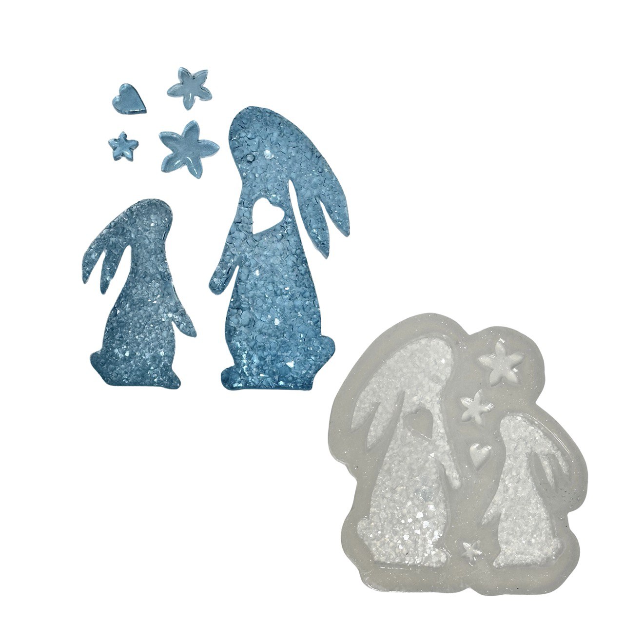 Happy Bunny Family Mold | Crystal Druzy Resin Mold for Easter Crafts Silicone Mold Ideas Decor Shop