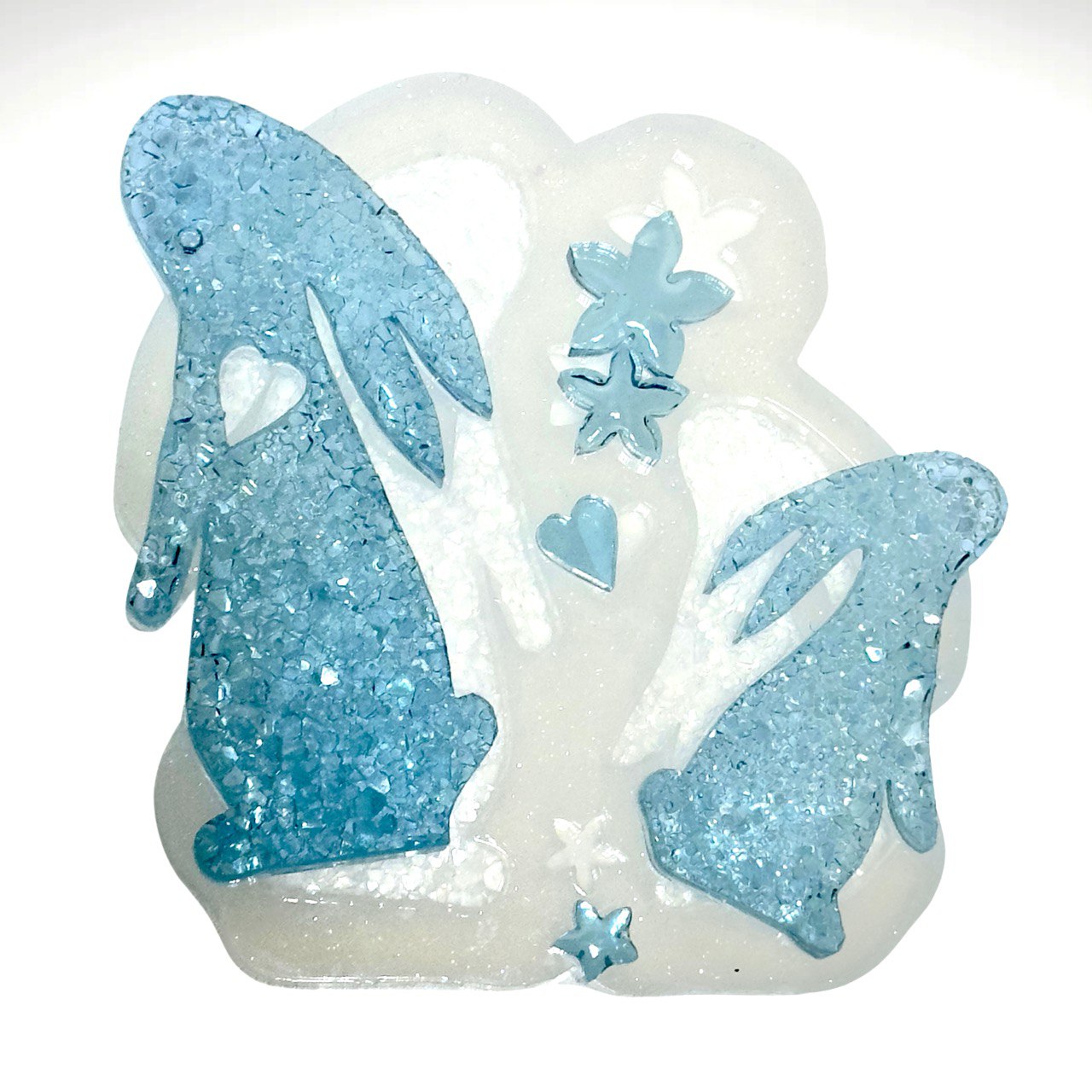 Happy Bunny Family Mold | Crystal Druzy Resin Mold for Easter Crafts Silicone Mold Ideas Decor Shop
