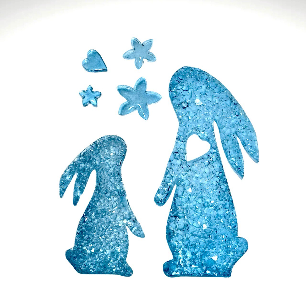 Happy Bunny Family Mold | Crystal Druzy Resin Mold for Easter Crafts Silicone Mold Ideas Decor Shop