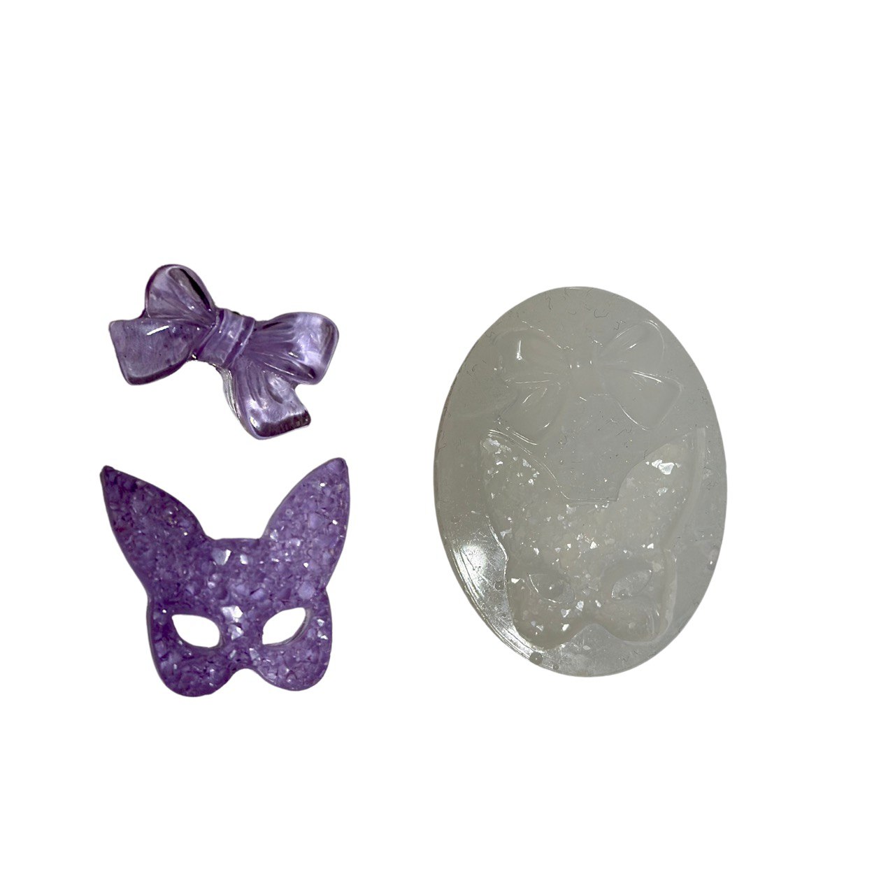 Crystal Druzy Cat Keychain Silicone Mold Set | Cat with Bow Resin Mold Silicone Mold Ideas Decor Shop