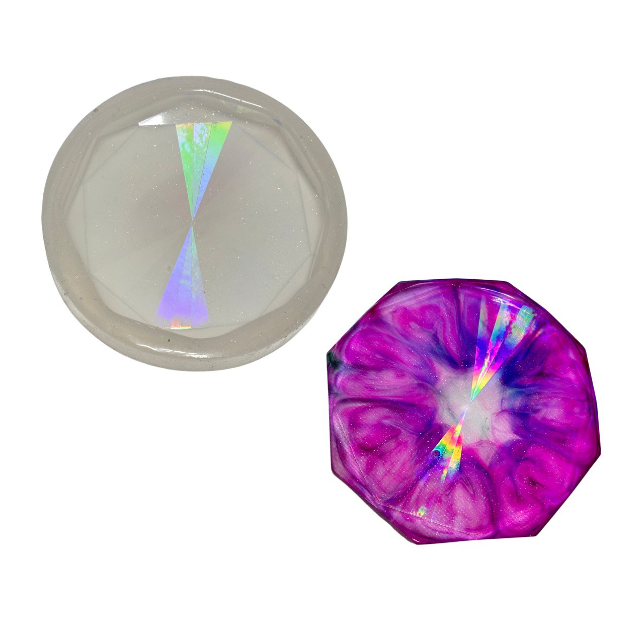 Hexagonal Holographic Coaster Silicone Mold Silicone Mold Ideas Decor Shop