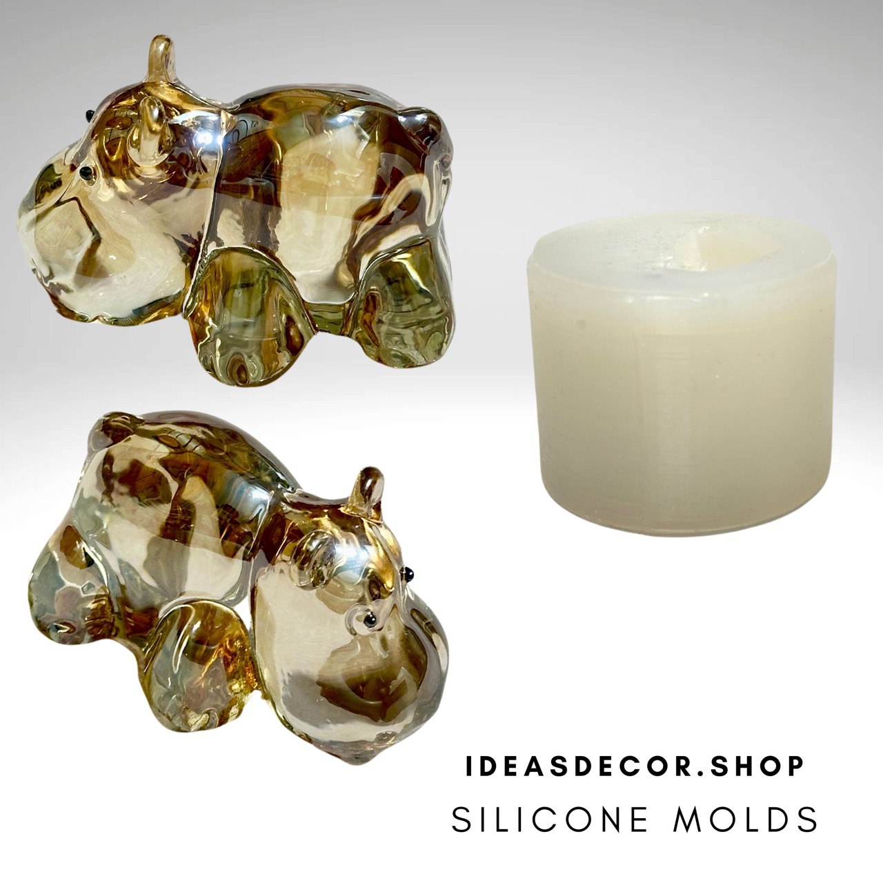 Large Hippo Figurine Silicone Mold for Resin Art Large Hippo Figurine