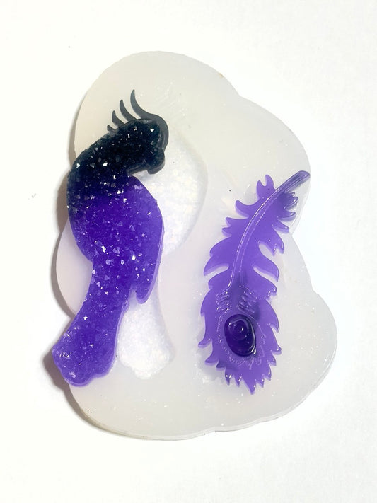 Crystal Resin Mold Set - Feather and Parrot Pendant Silicone Mold Kit