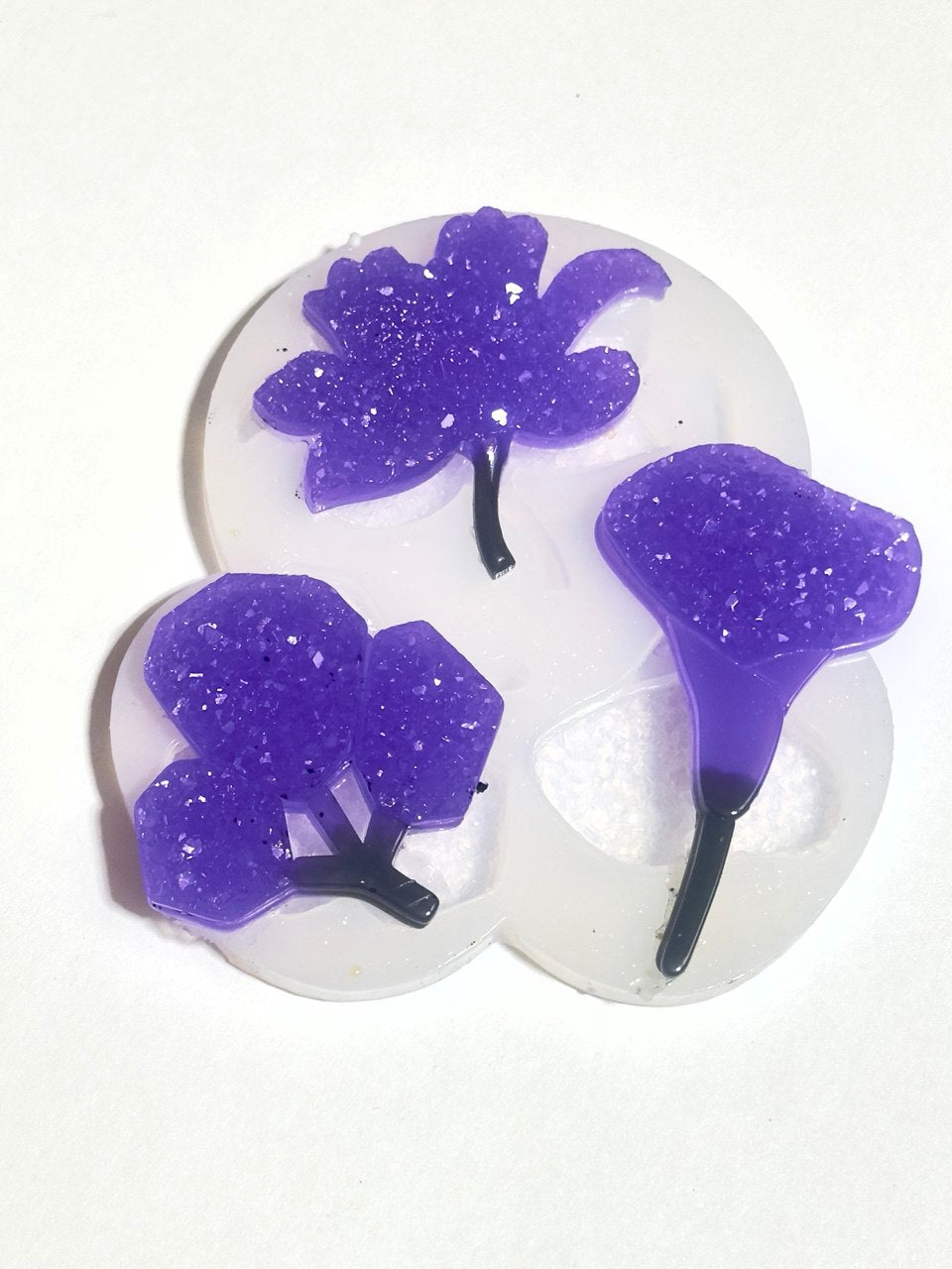 DIY Crystal Druzy Jewelry Set: Silicone Mold Flower Shape - Set of 3