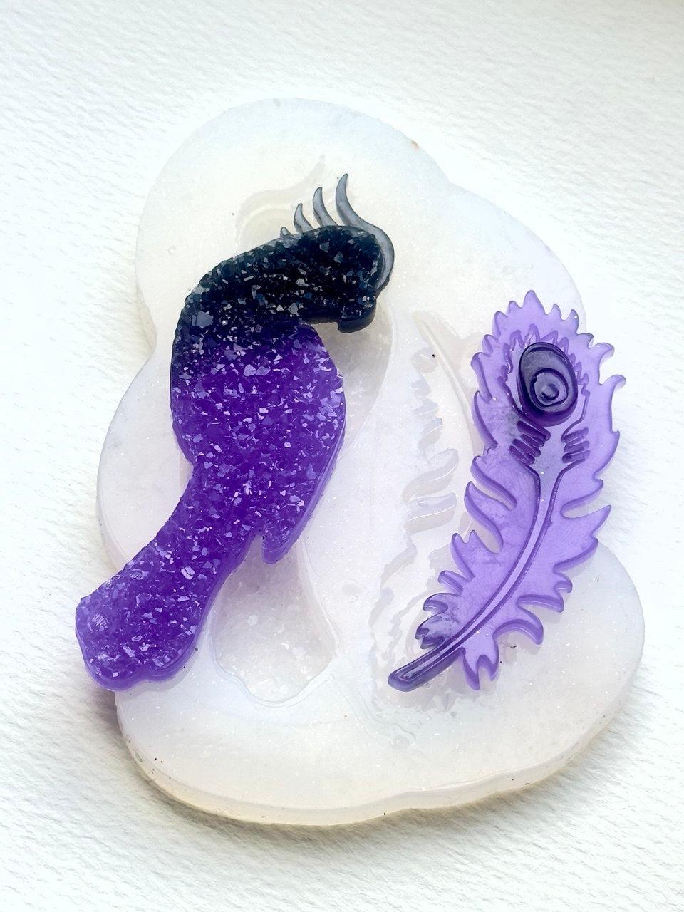 Crystal Resin Mold Set - Feather and Parrot Pendant Silicone Mold Kit