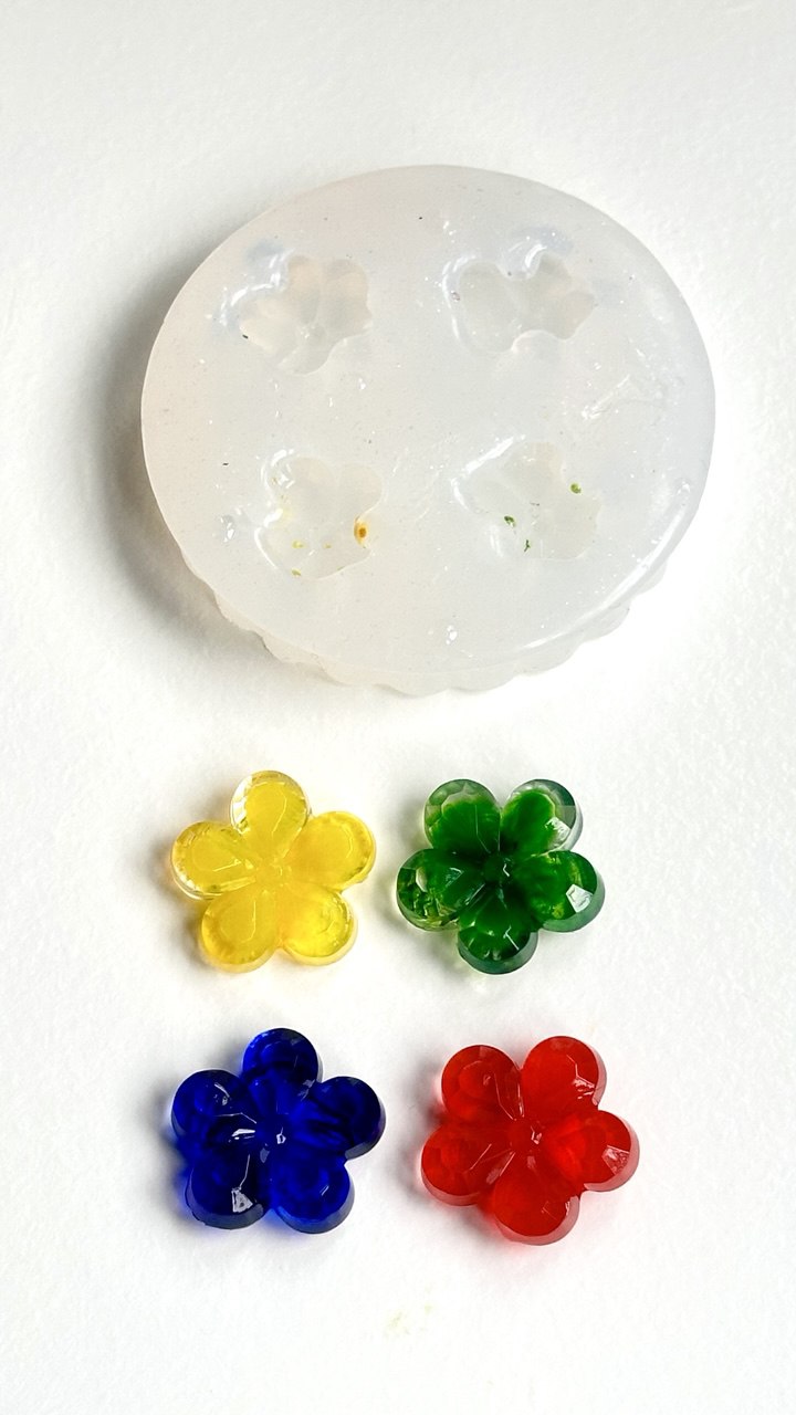 3D Floral Silicone Molds with 4 Unique Crystal Flower Designs