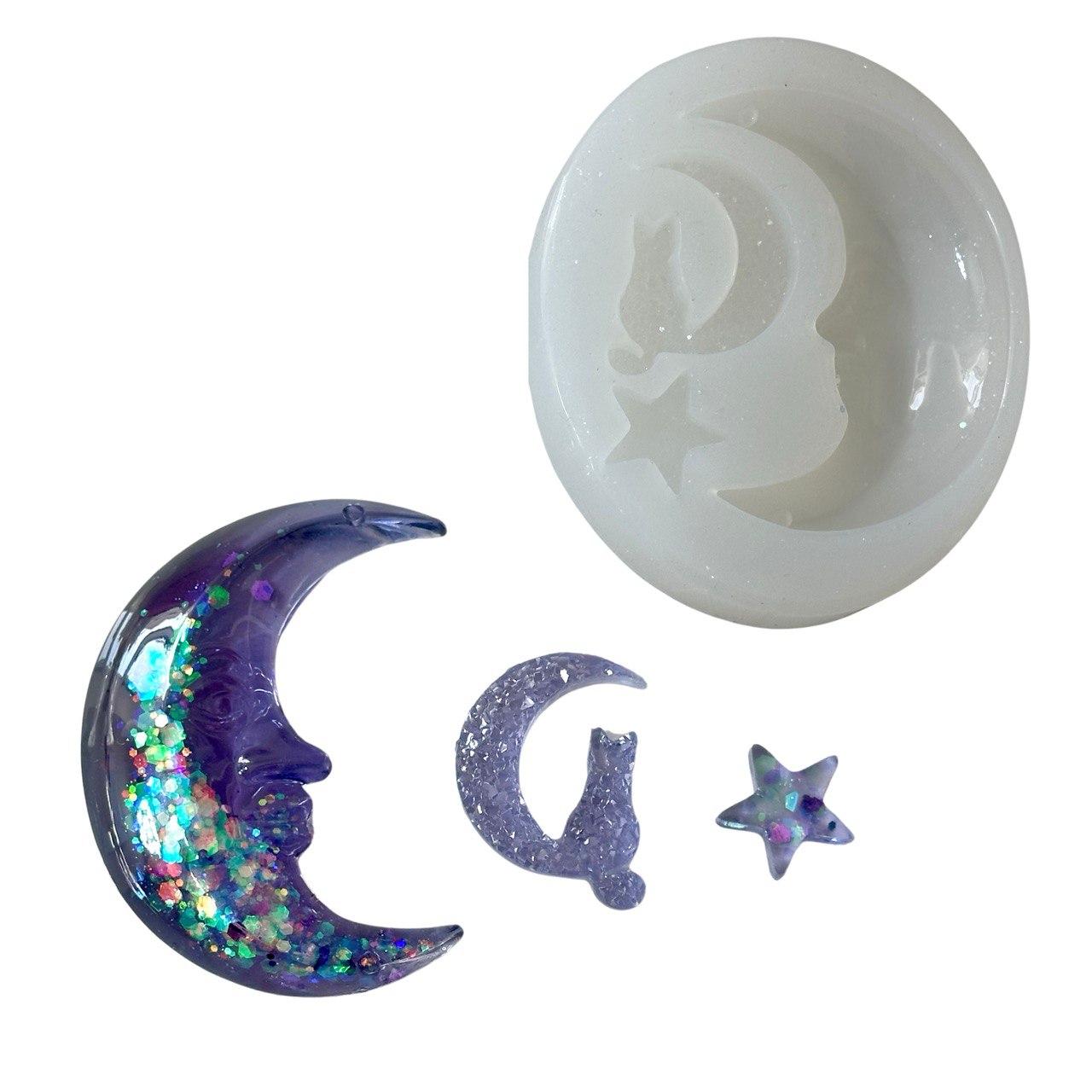 Magic set Resin Mold - Stars, Moon, Druzy Cat