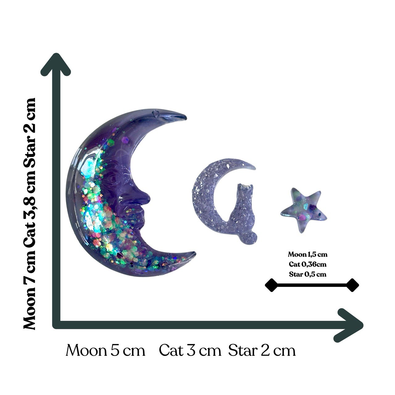 Magic set Resin Mold - Stars, Moon, Druzy Cat