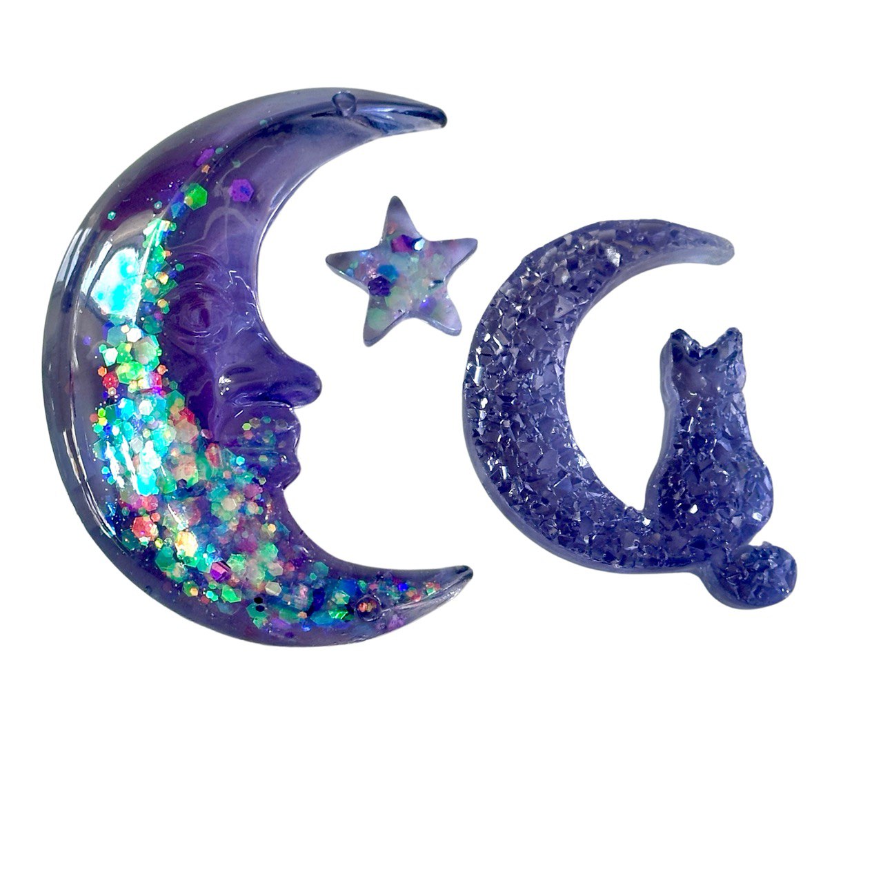 Magic set Resin Mold - Stars, Moon, Druzy Cat