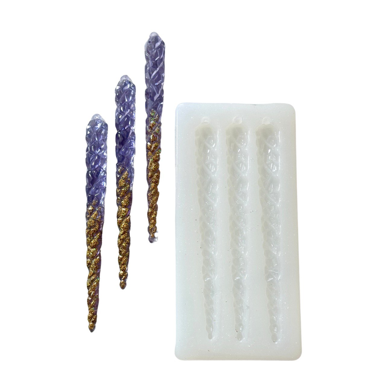 Long 3D Crystal Icicles Ornament Silicone Mold