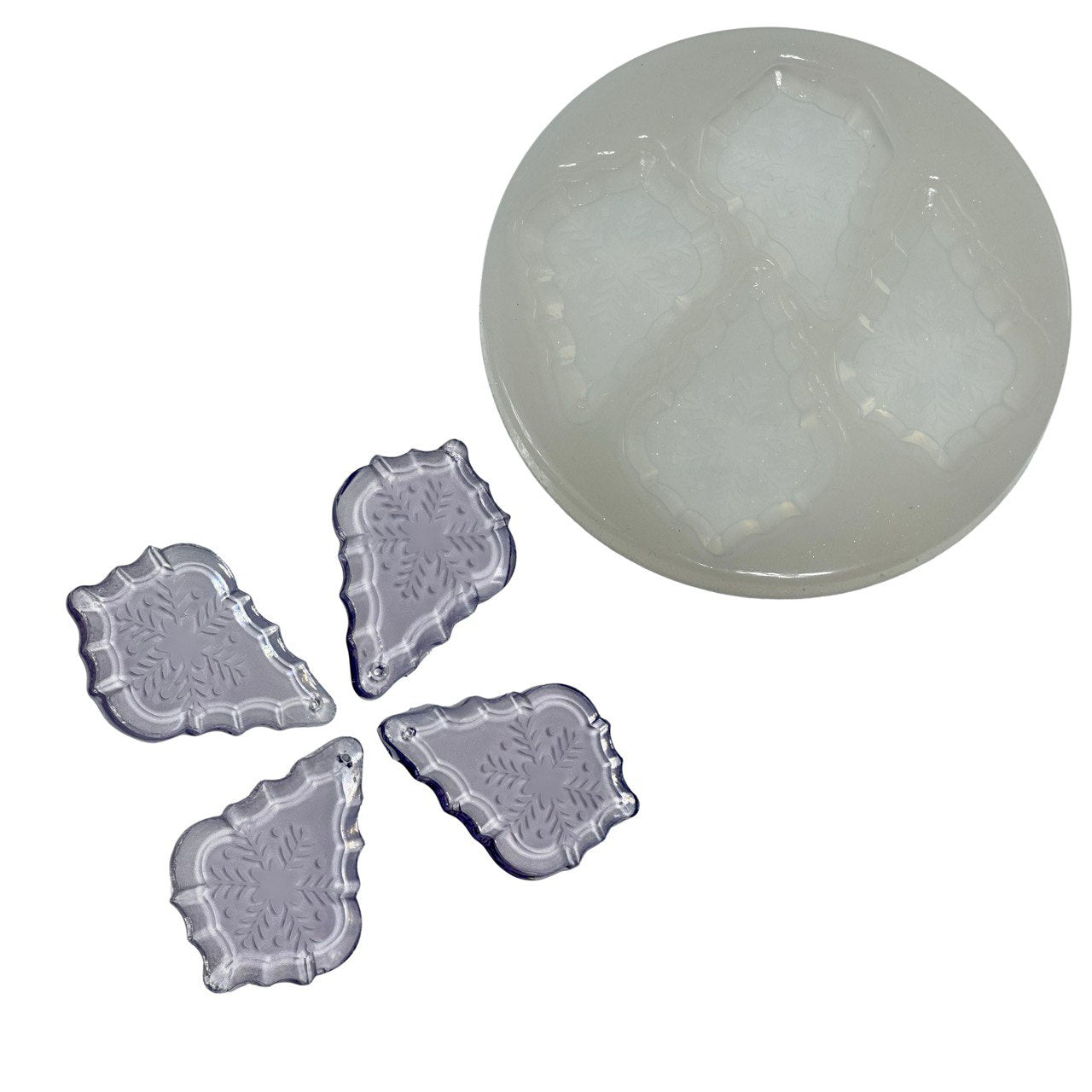 4 Crystal Silicone Mold Engraved Ornament