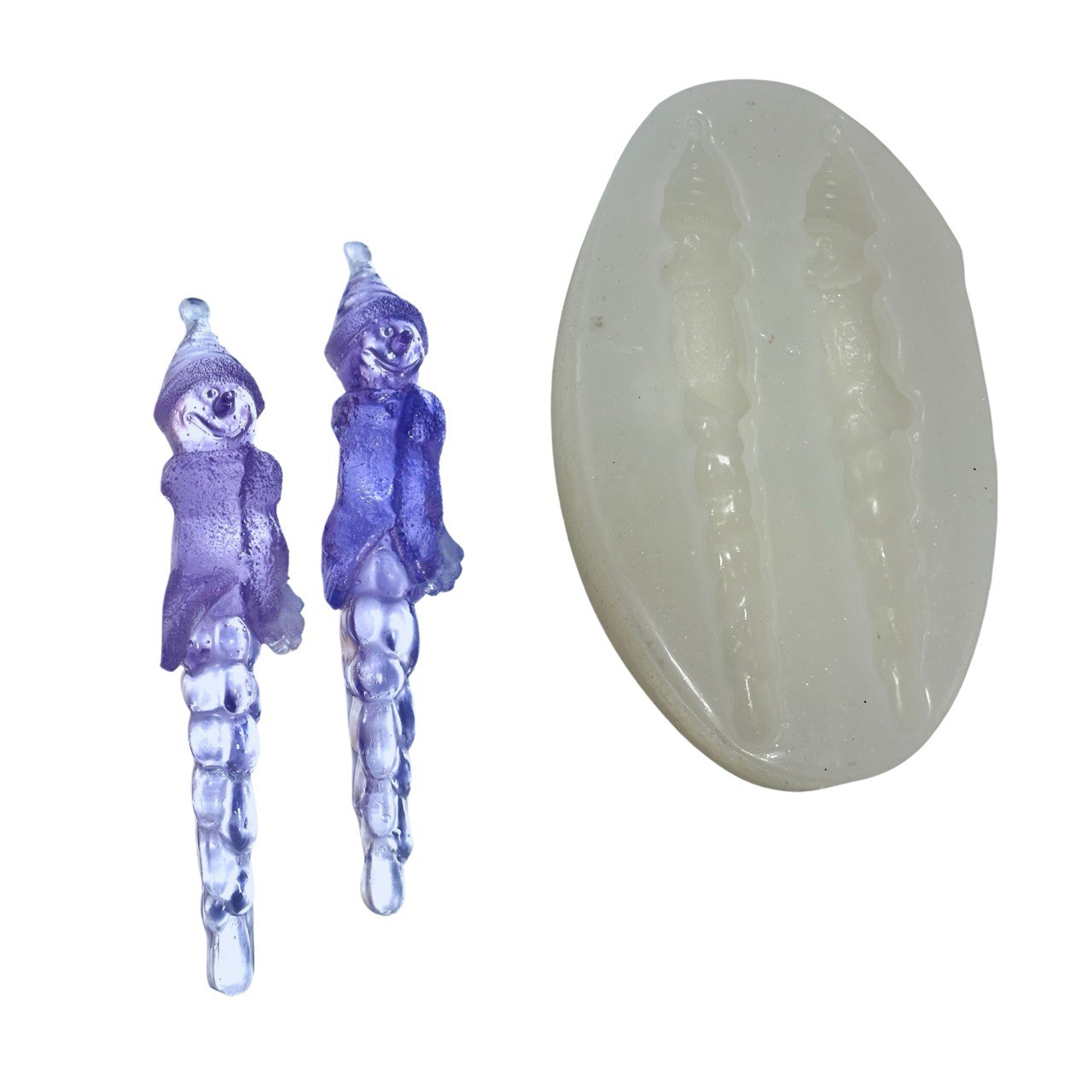 2 Snowman with Scarf Silicone Mold