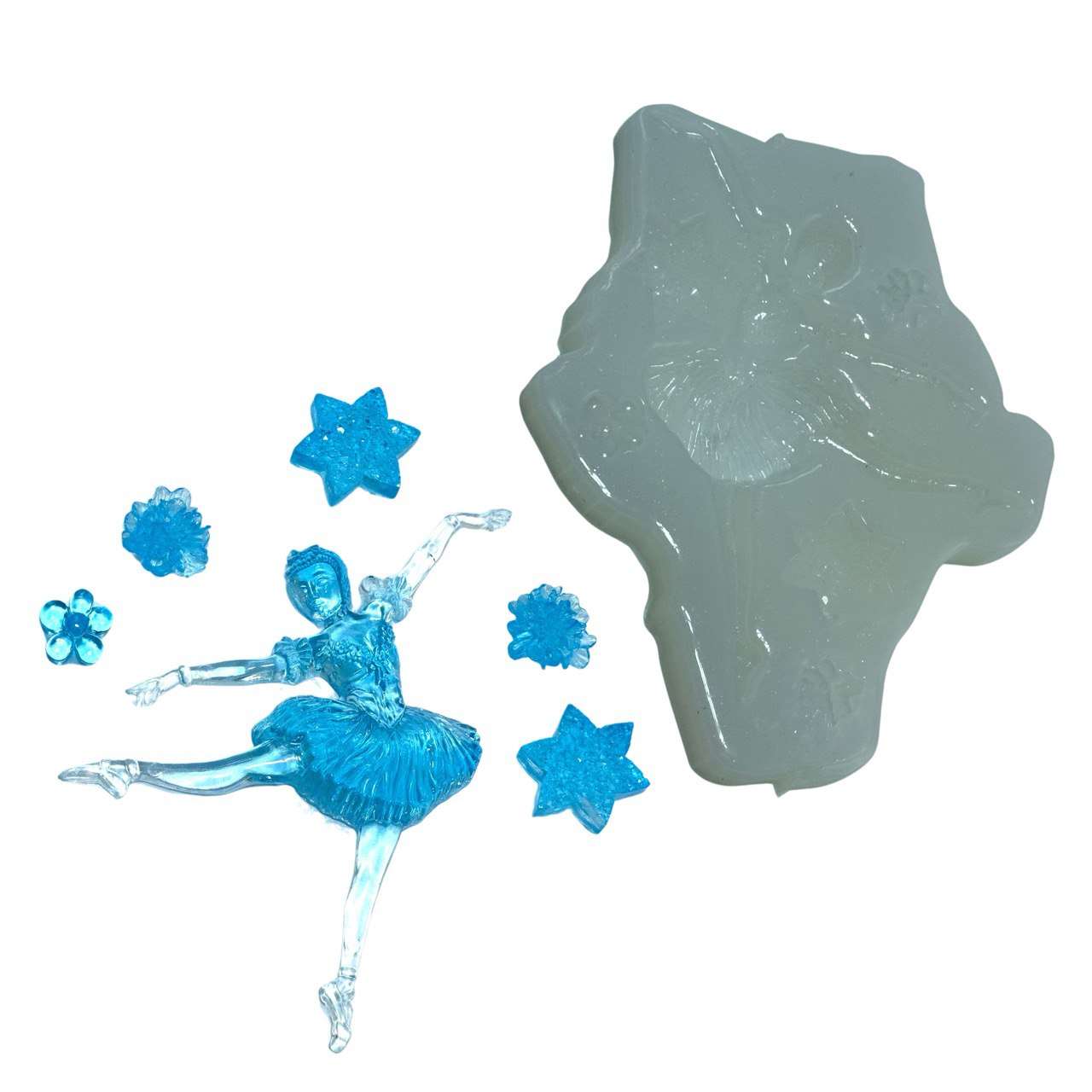 Large Ballerina with 5 Flowers Silicone Mold