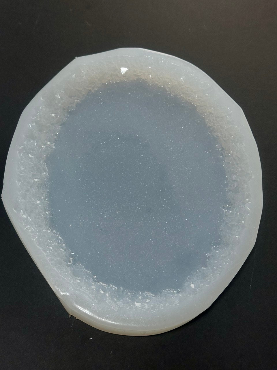 Large Oval Resin Tray Mold with Crystal Edges - Silicone Craft Form for Chic Serving Platters