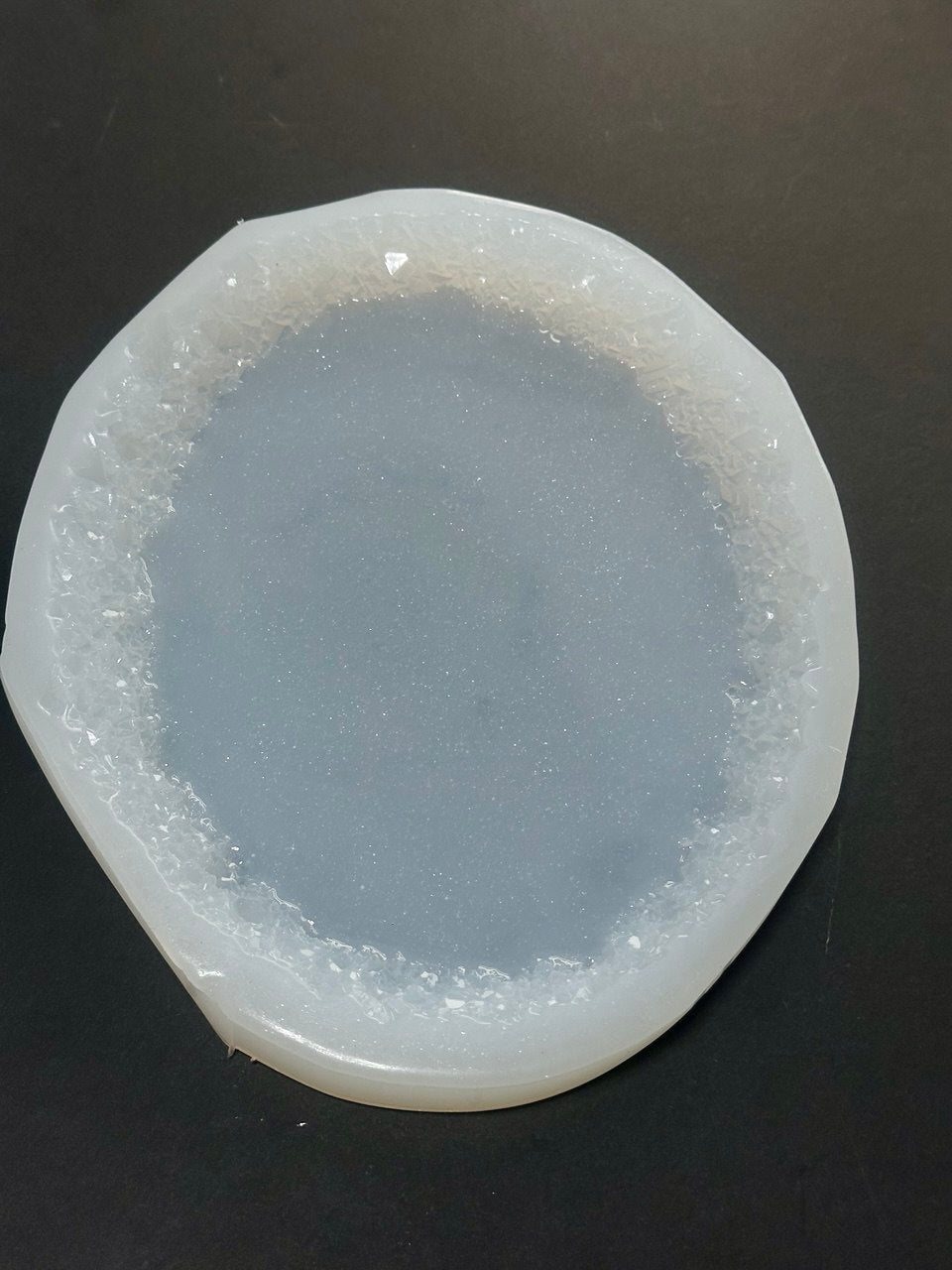 Large Oval Resin Tray Mold with Crystal Edges - Silicone Craft Form for Chic Serving Platters