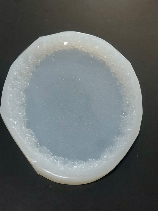 Large Oval Resin Tray Mold with Crystal Edges - Silicone Craft Form for Chic Serving Platters