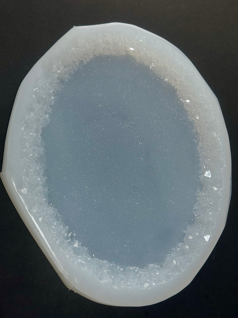Large Oval Resin Tray Mold with Crystal Edges - Silicone Craft Form for Chic Serving Platters