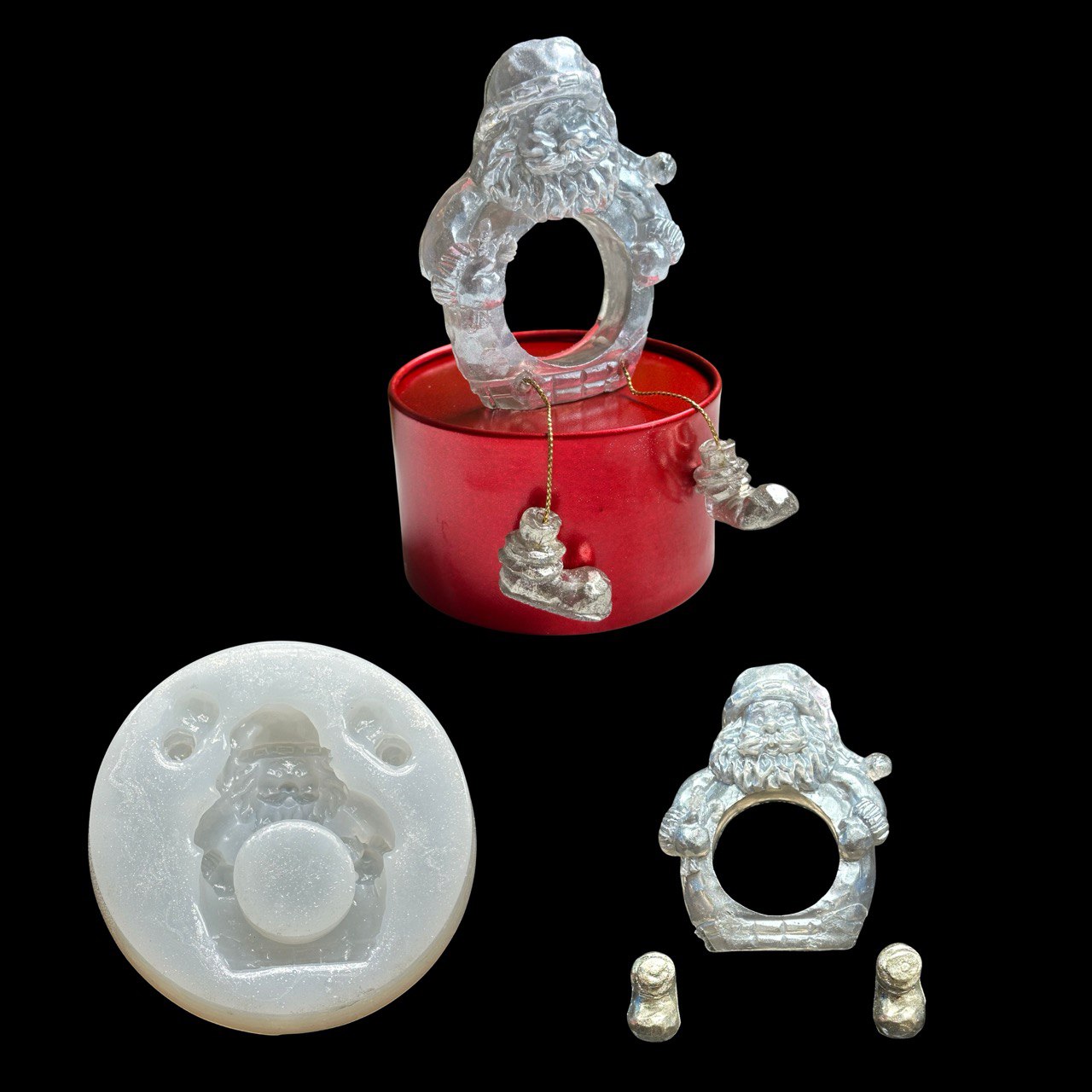 Santa Claus Candy Holder Silicone Mold | Christmas Resin Mold with Boots