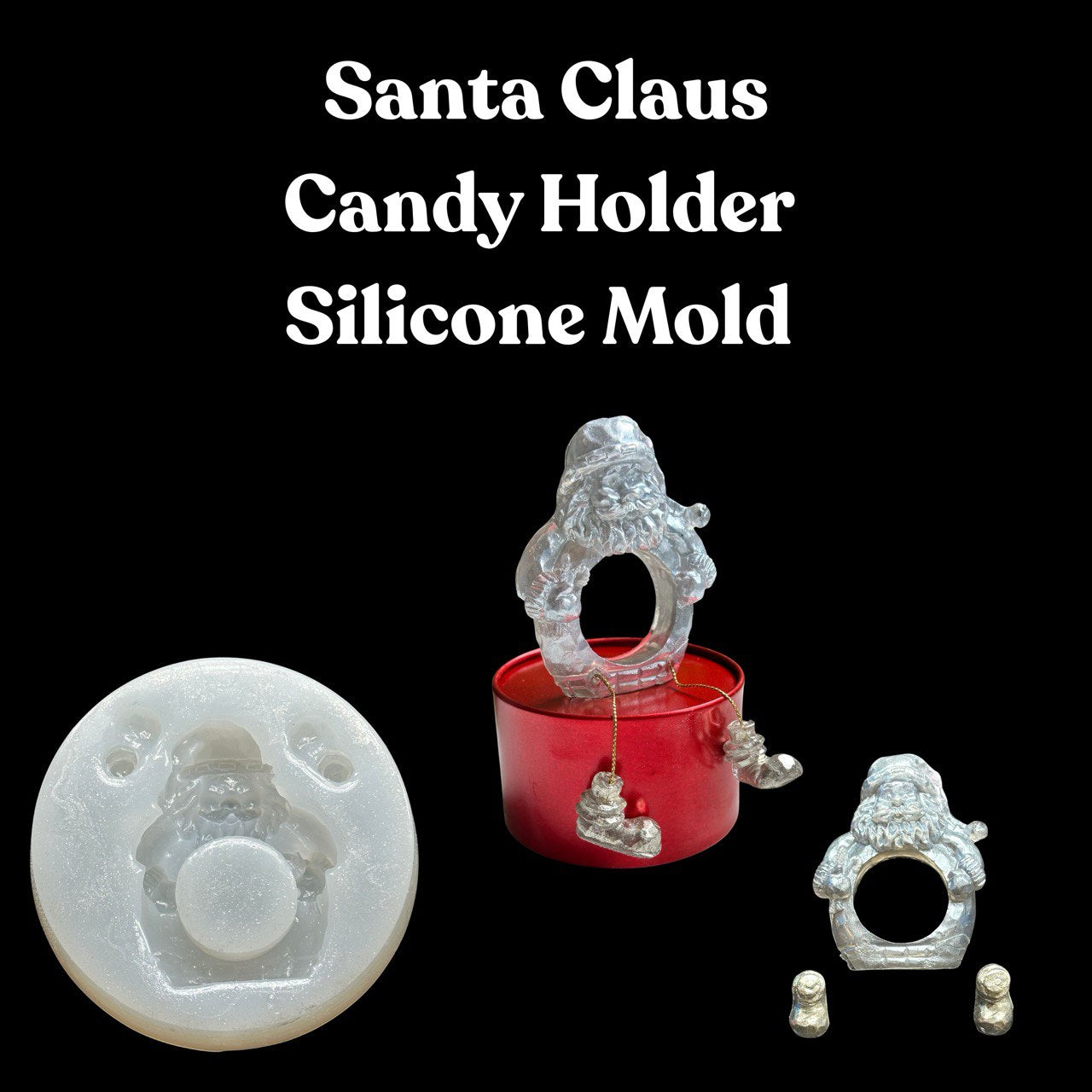 Santa Claus Candy Holder Silicone Mold | Christmas Resin Mold with Boots