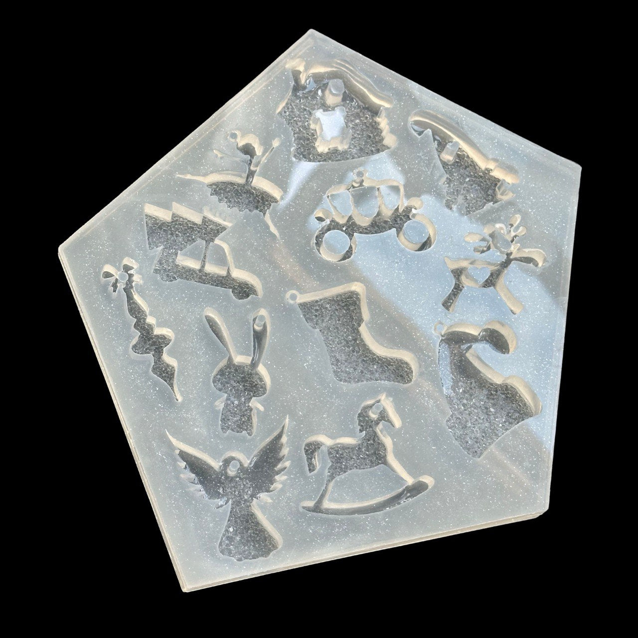 Silicone Mold with 12 Druzy Crystal Cavities for Christmas Resin Crafts