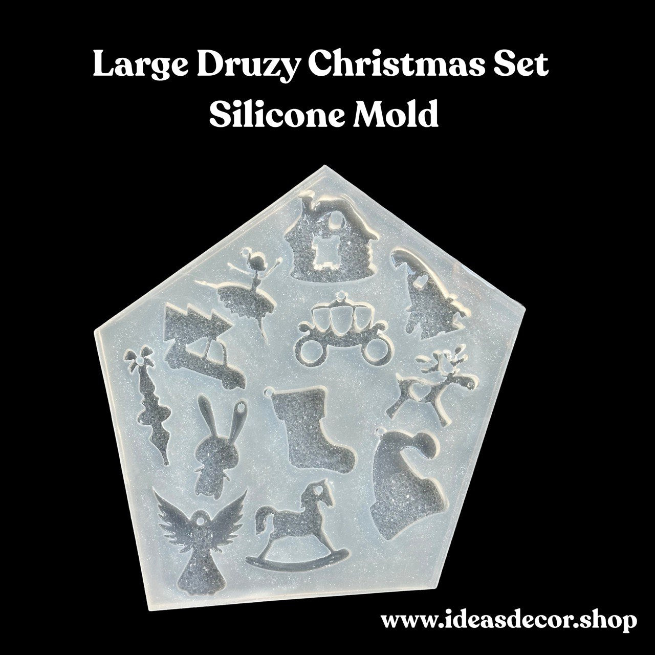 Silicone Mold with 12 Druzy Crystal Cavities for Christmas Resin Crafts