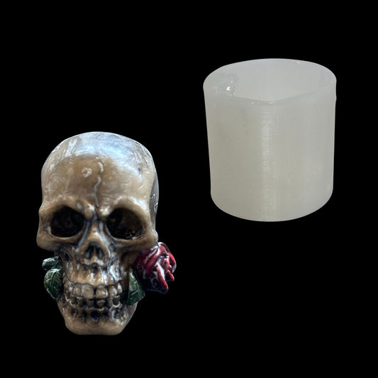 Realistic Skull with Rose Silicone Mold