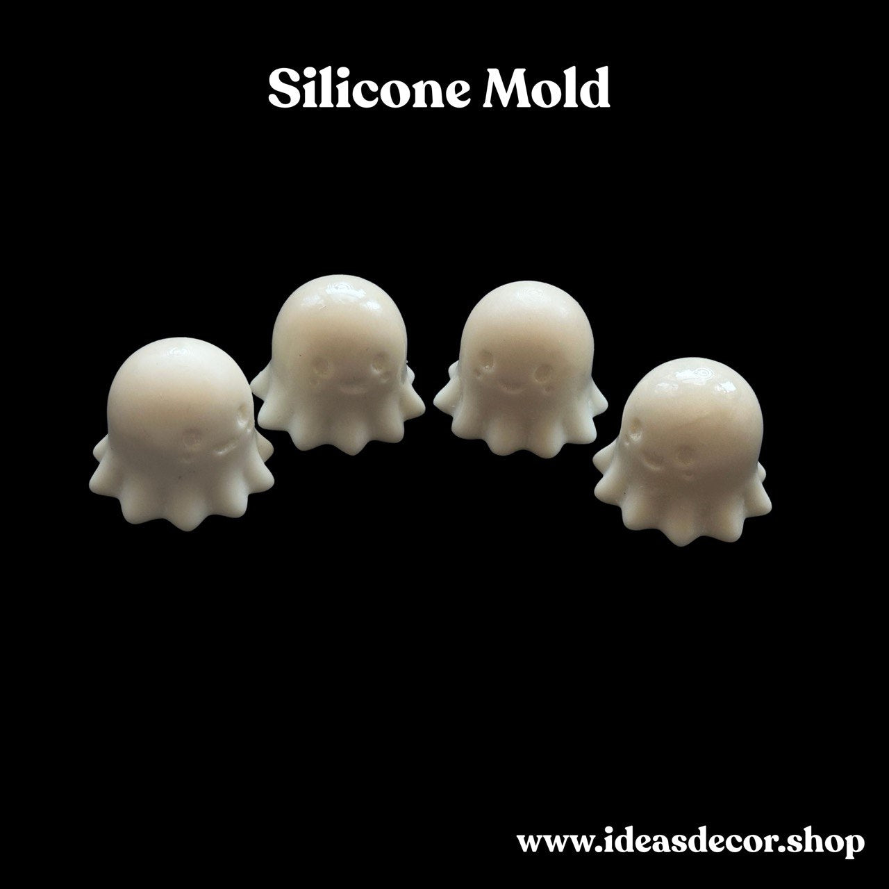 Silicone Mold with 4 Cute Ghosts – Kawaii Ghost Mold