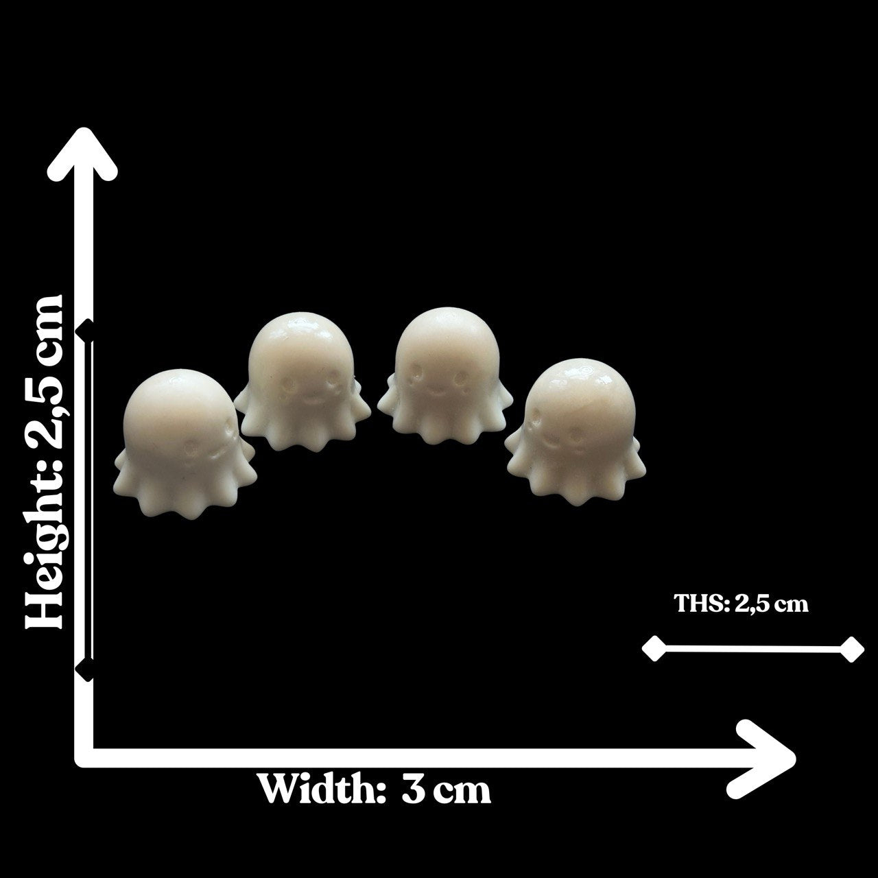Silicone Mold with 4 Cute Ghosts – Kawaii Ghost Mold
