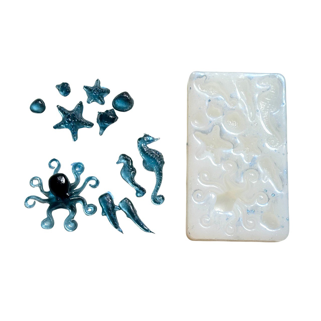 Mini Ocean Set with Octopus, Seahorse, Shells, Starfish Silicone Mold